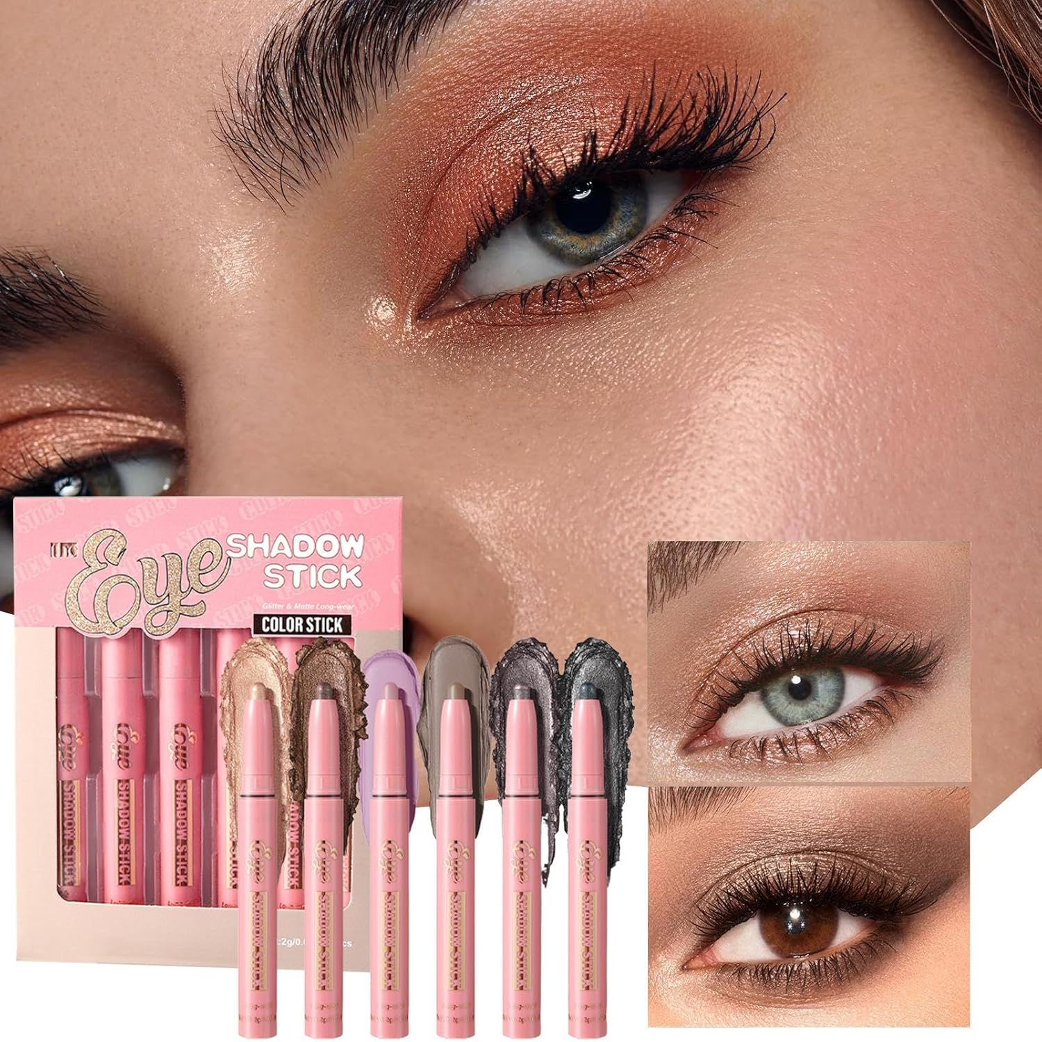 Cream Eyeshadow Shimmer Stick,Brightener Eyeshadow Pencil Crayon | Smudgeproof Eye Shadow Make up Pencil for Women Friends Family Coworkers Daughters image number 2