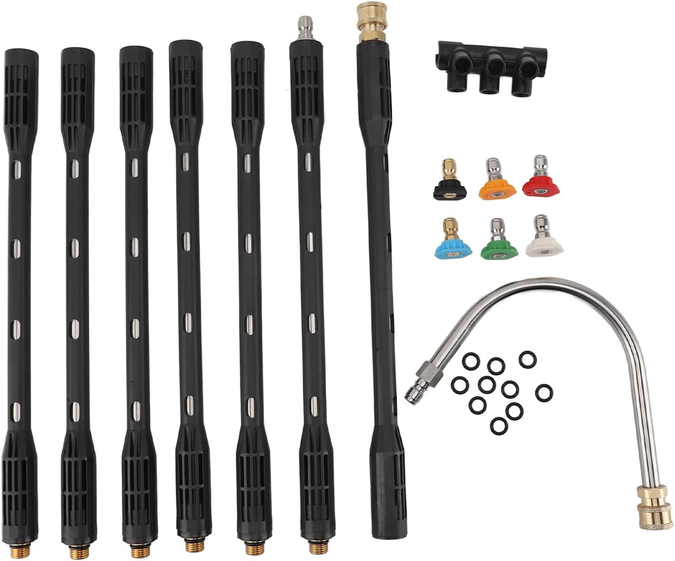 Pressure Washer Extension Wand Set, 1/4 Inch Quick Connect Power Washer Lance, Stainless Steel Pressure Washer Wand Extender, 1 Gutter Cleaner Attachment Curved Rod image number 6