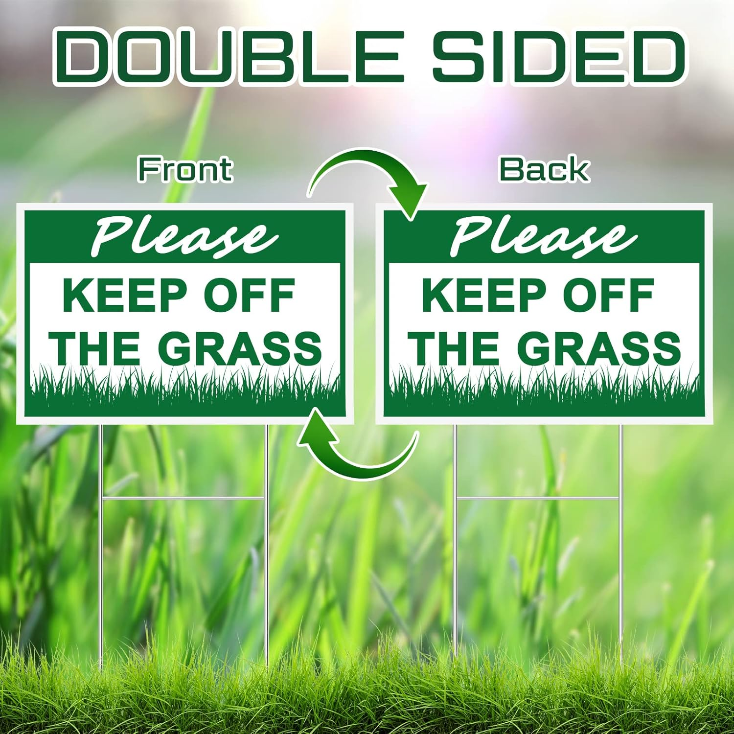 Juexica 6 Pcs Please Keep off Grass Sign - Double Sided Plastic Lawn Garden Sign with 6 Strong H Stakes for Yard Decorations - Dogs People Stay off Your Lawn, Easy Install (8 X 12'') image number 2