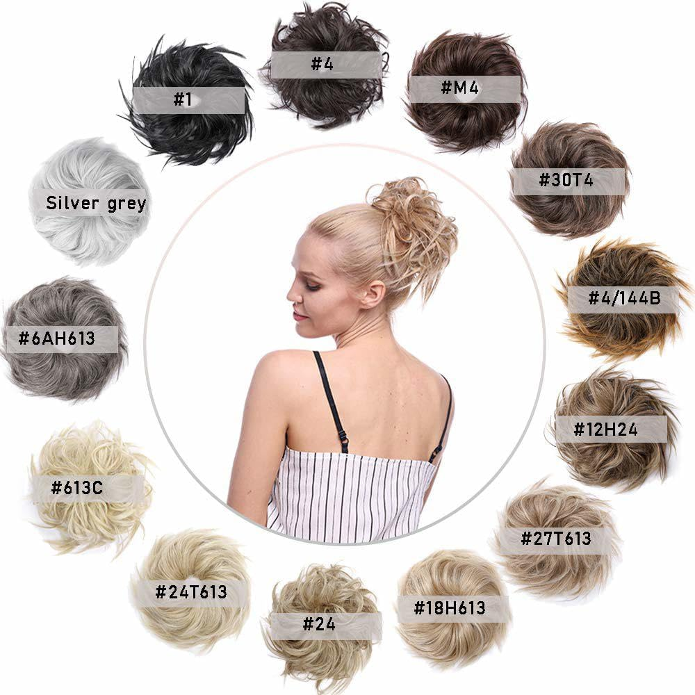 Hairro Messy Bun Hair Piece, Tousled Wavy Hair Pieces for Updos, Fluffy Tousled Short Ponytail Extension for Women Girls，45G #M4 Medium Brown - 12P24 image number 6