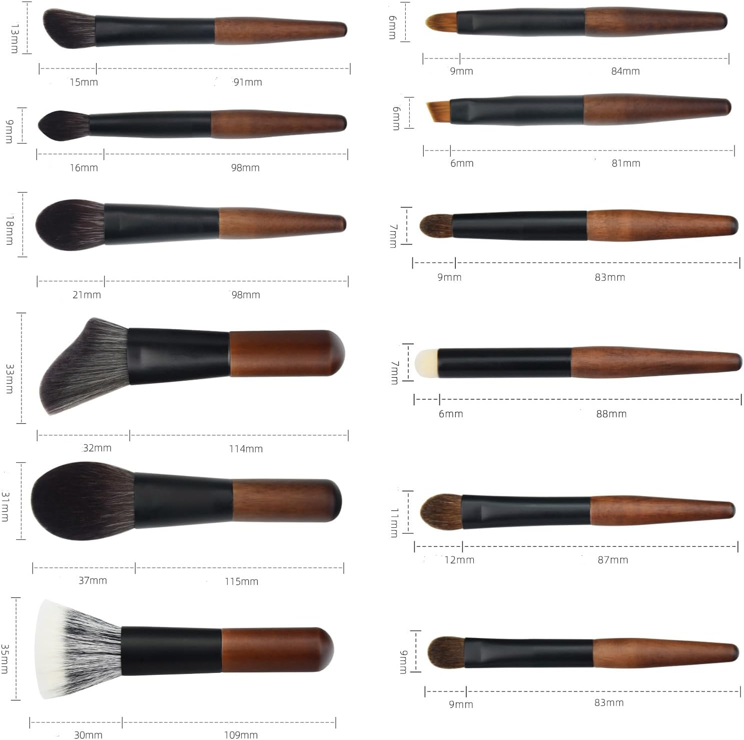 Makeup Brushes Set 12 Pcs Mini Travel Makeup Brush Set with Case, Travel Brush Set for Loose Powder, Contour, Blush, Concealer, Eyeshadow, Brow Brushes Tool Kit image number 2