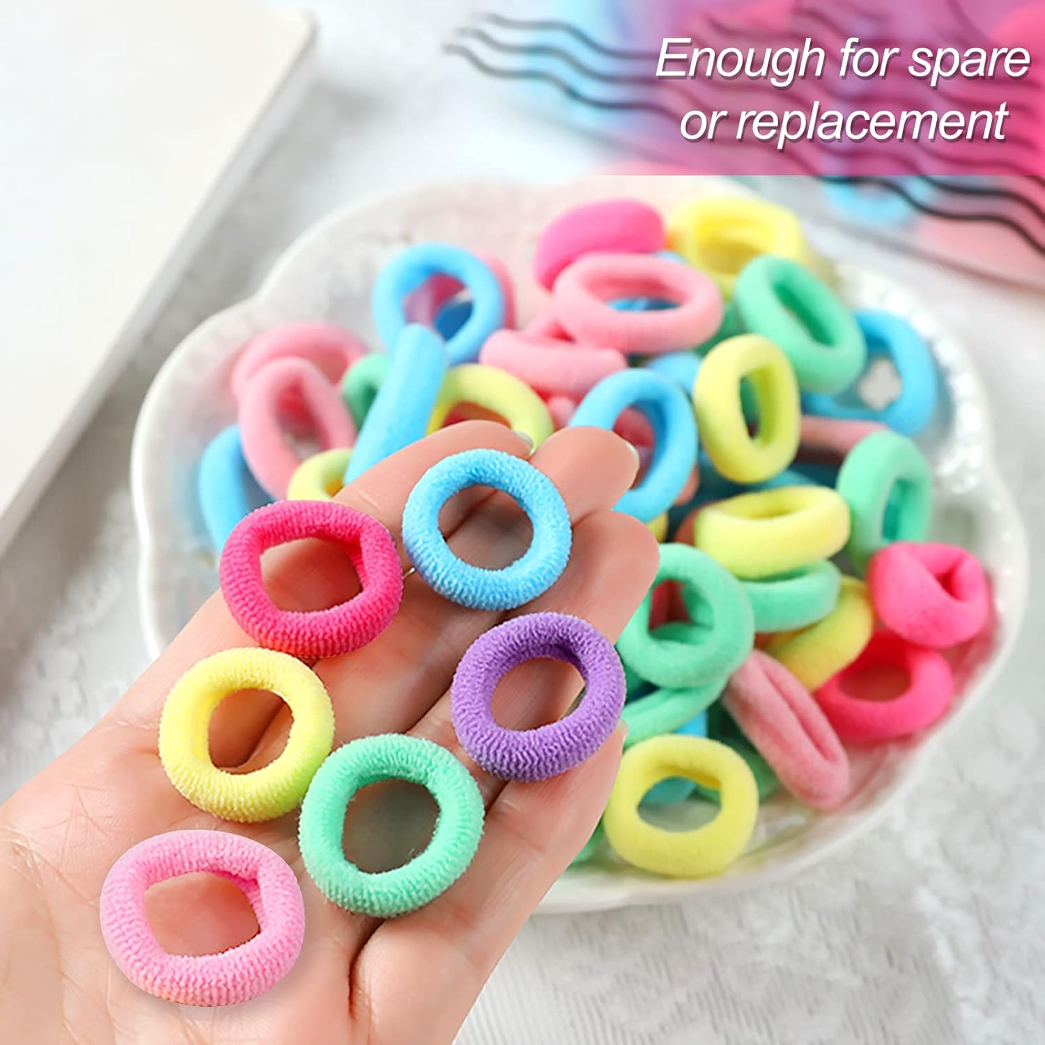 Hanyousheng 100 Pcs Girls Hair Bands, Baby Hair Bobbles, Colored Soft Small Toddler Hair Ties, Tiny Ponytail Holders Seamless Girls Hairbands for Baby Girls, Small Hair Bands for Toddlers image number 2