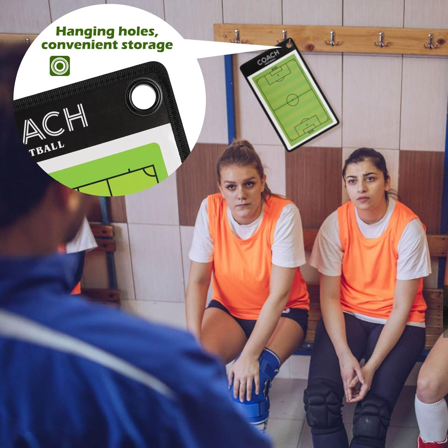 Soccer Coach Board Set，Geeric Football Coaches Tactical Board+Magnetic Number+Erasable Marker Pen Red & Black Hangable Waterproof Double-Sided Writing Coach Blackboard for Teaching,Game Plan image number 5