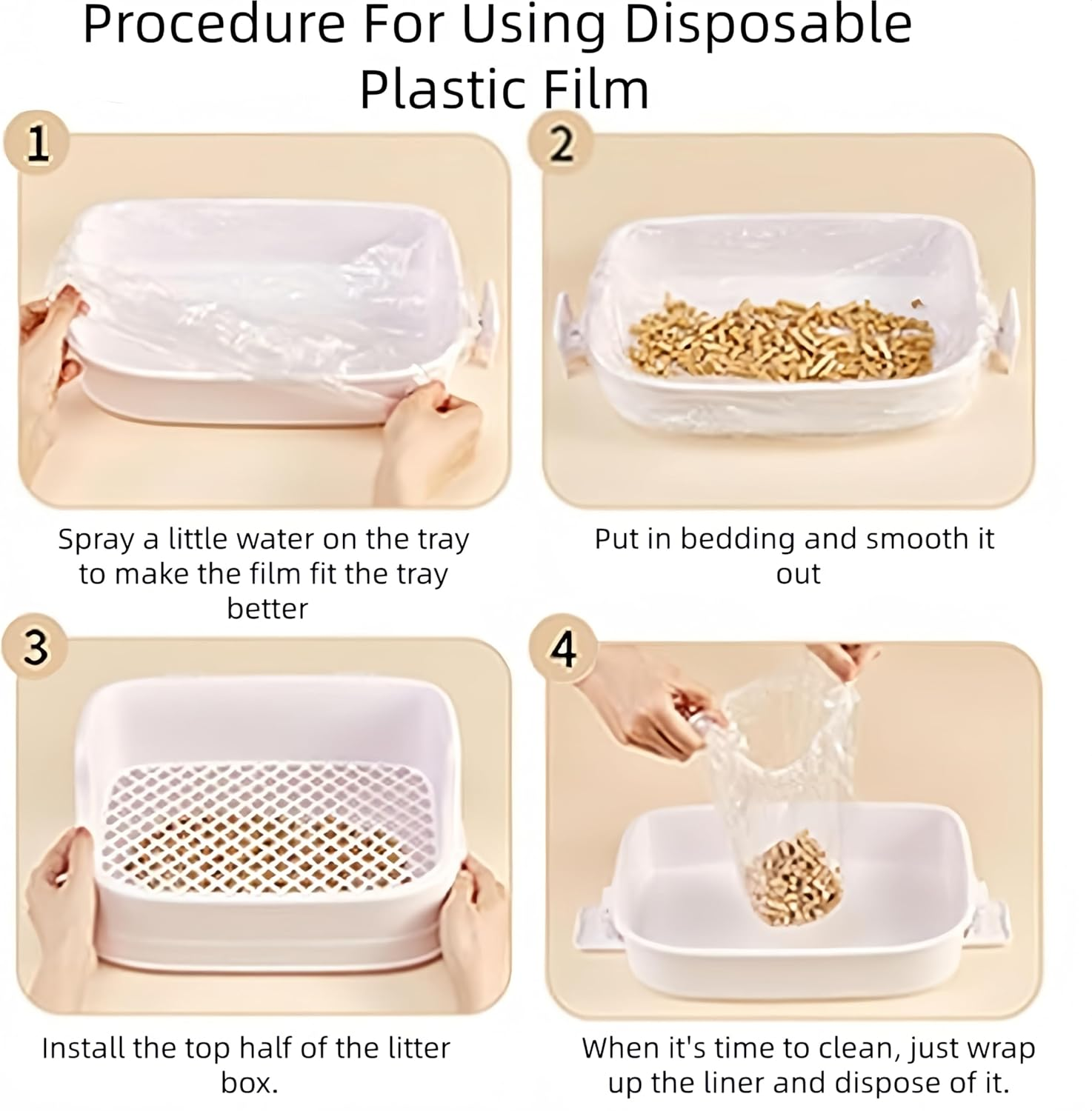 FACAING 50 PCS Disposable Small Animal Cage Liners, Hamster Tray Liner,Rabbit Tray Film Liner,Pig Cage Toilet Plastic Film image number 1