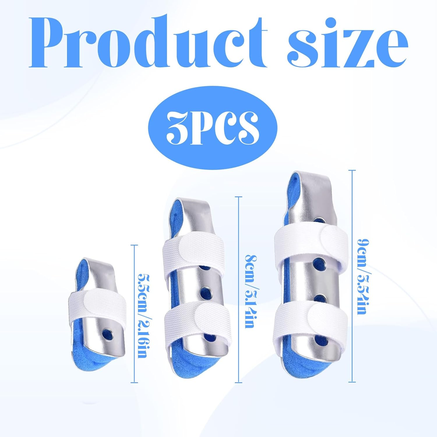 3-Size Finger Splint, Metal Thumb Splint, Aluminum Trigger Finger Splint, Thumb Brace, Thumb Guard for Relief Suffering Pain, Mallet Finger Splints for Broken Fingers Straightening Arthritis image number 2