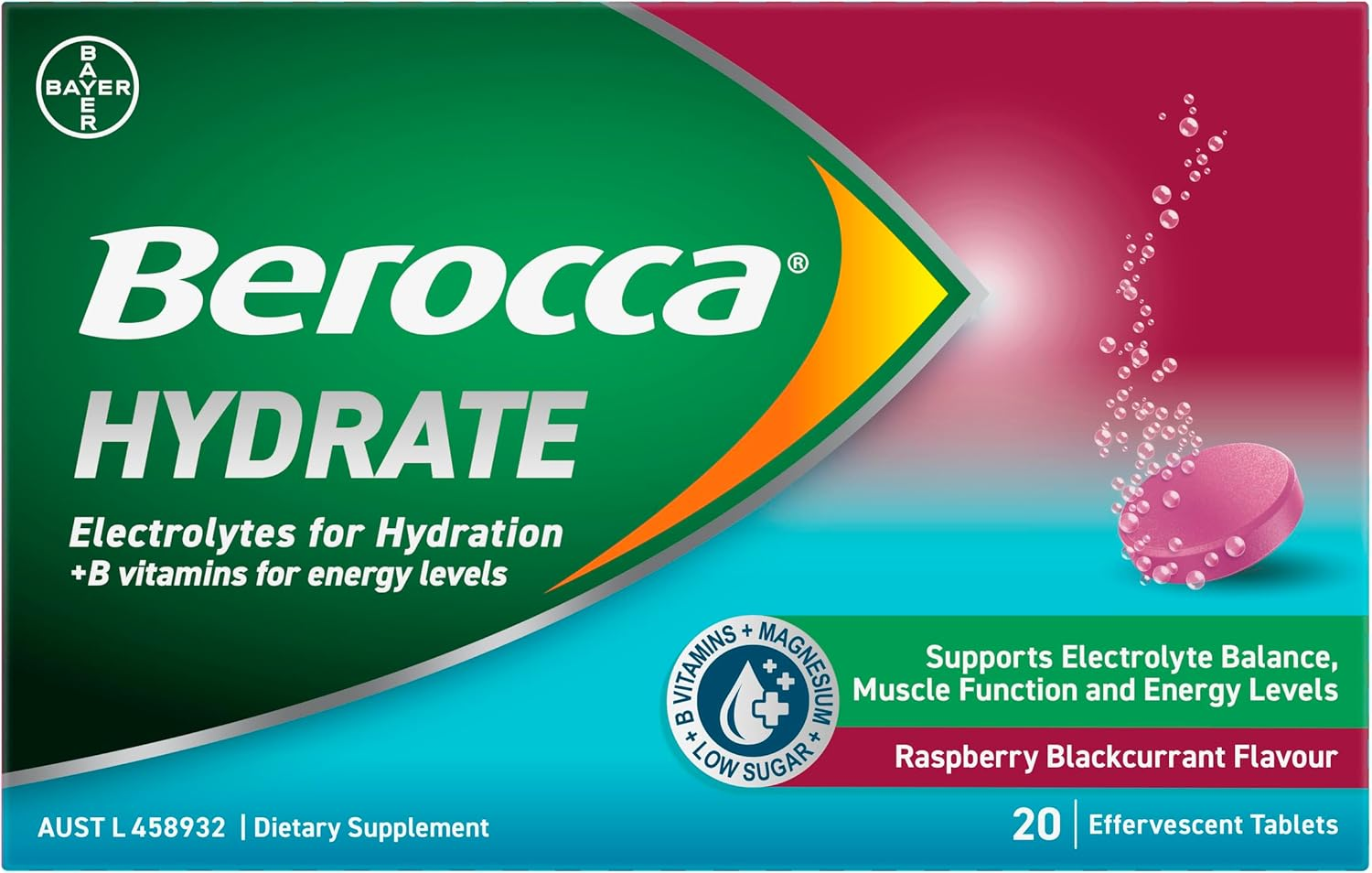 Berocca Hydrate Blackcurrant 20 Tablets image number 4