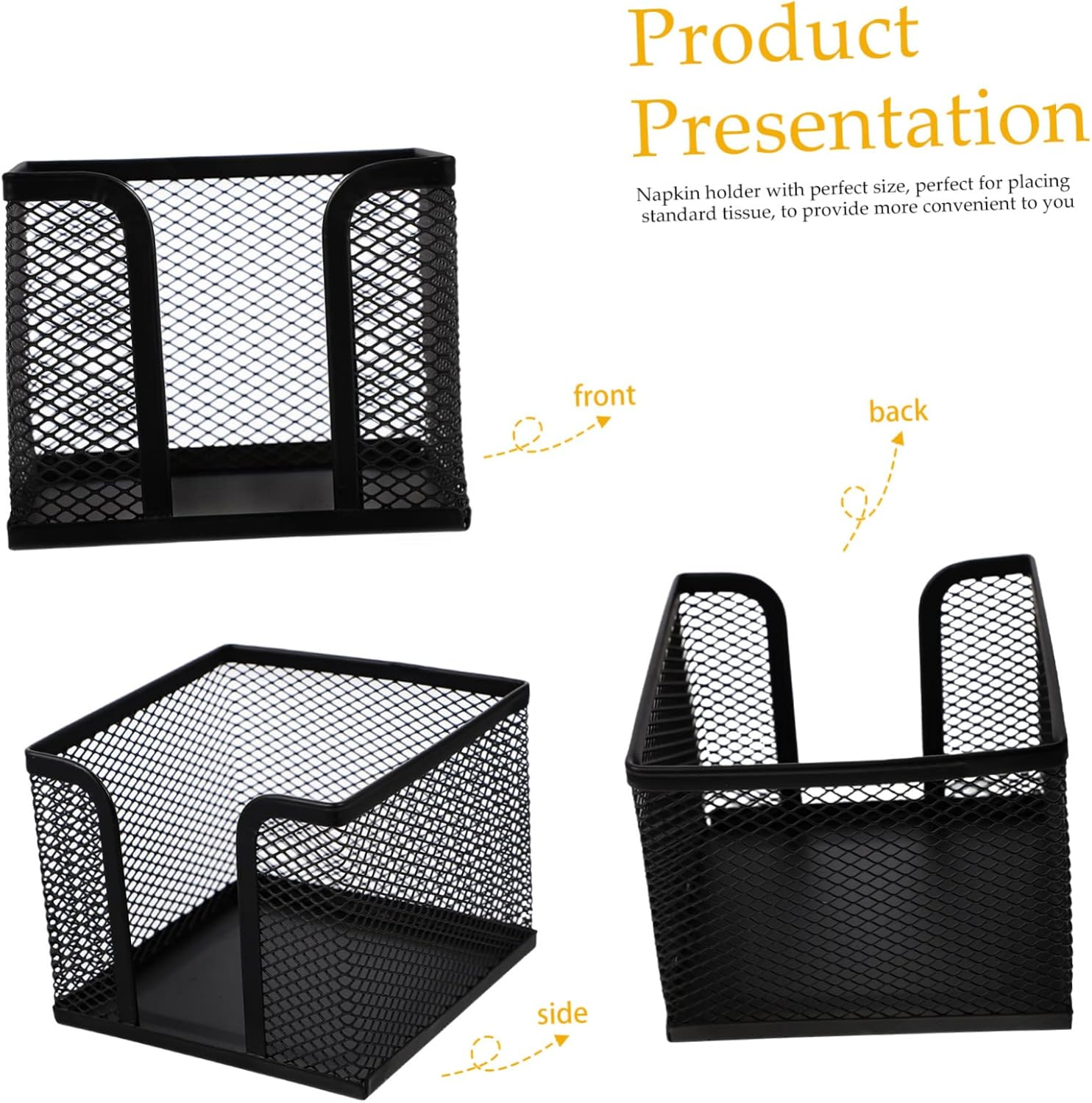 CANIGHT 5Pcs Memo Pad Holder Multifunctional Desk Organizer for Notes Pens Napkins Mesh Storage Box for Home Office School Stylish Desktop Accessory image number 3