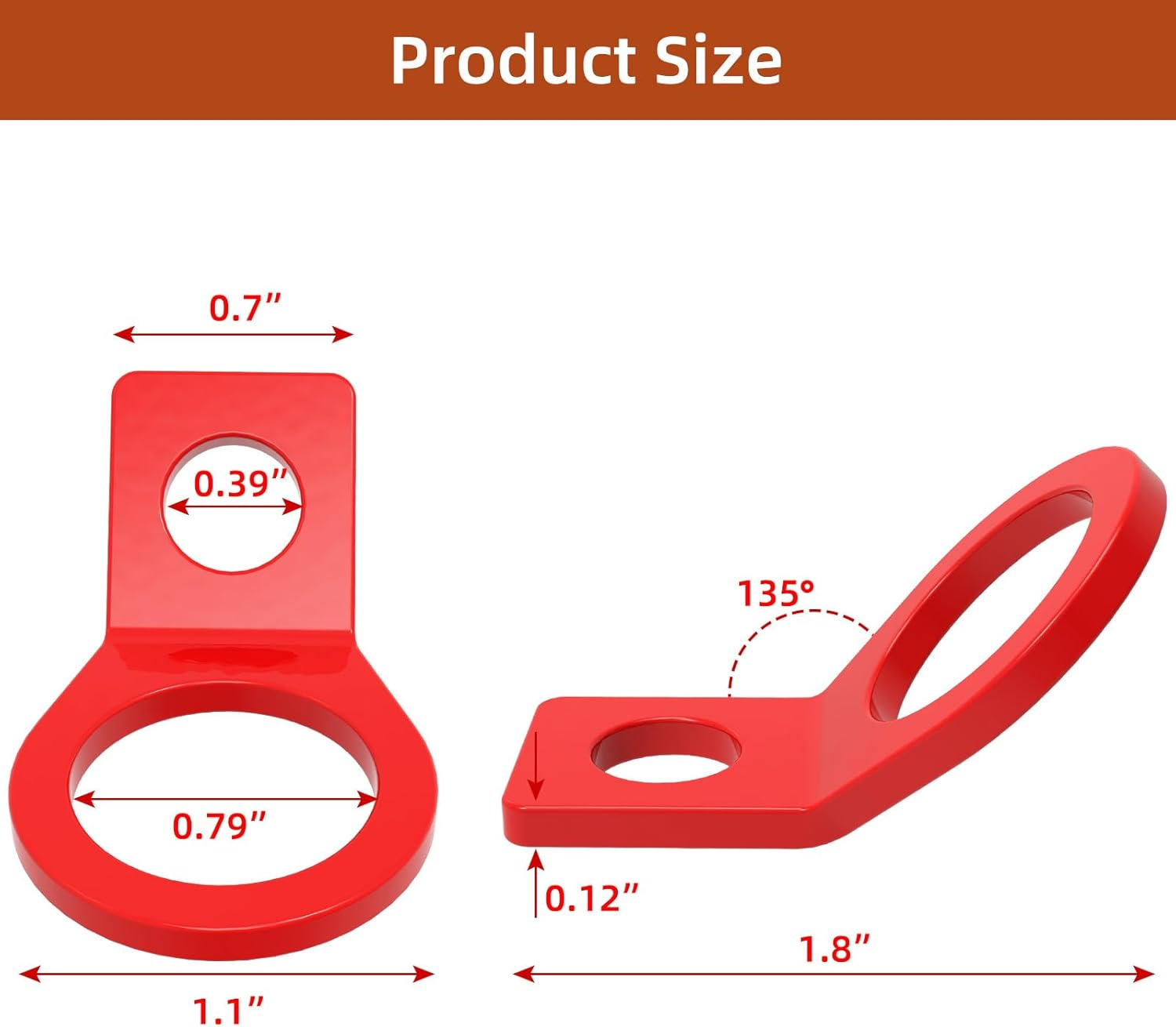 12 Pack Tie down Strap Rings Tie-Down Anchors Hooks for Mounting in the Garage,Metal Tie down Anchors Rings for Tiedown Attachment Points for Truck,Trailer,Camper (Red) - Red image number 5