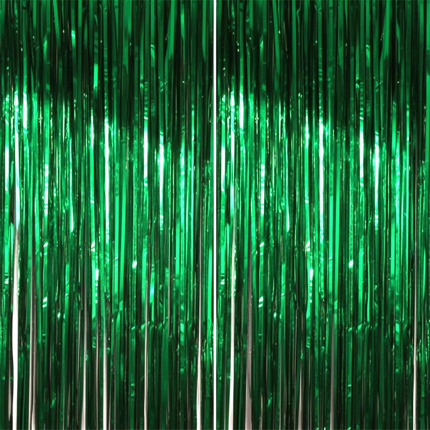 Red Curtain Christmas Decoration Party Backdrop, 2 Pack Red Fringe Foil Streamer Tinsel Curtain for Wall Door, Compatible with LED Lights and Balloons, Ruibex