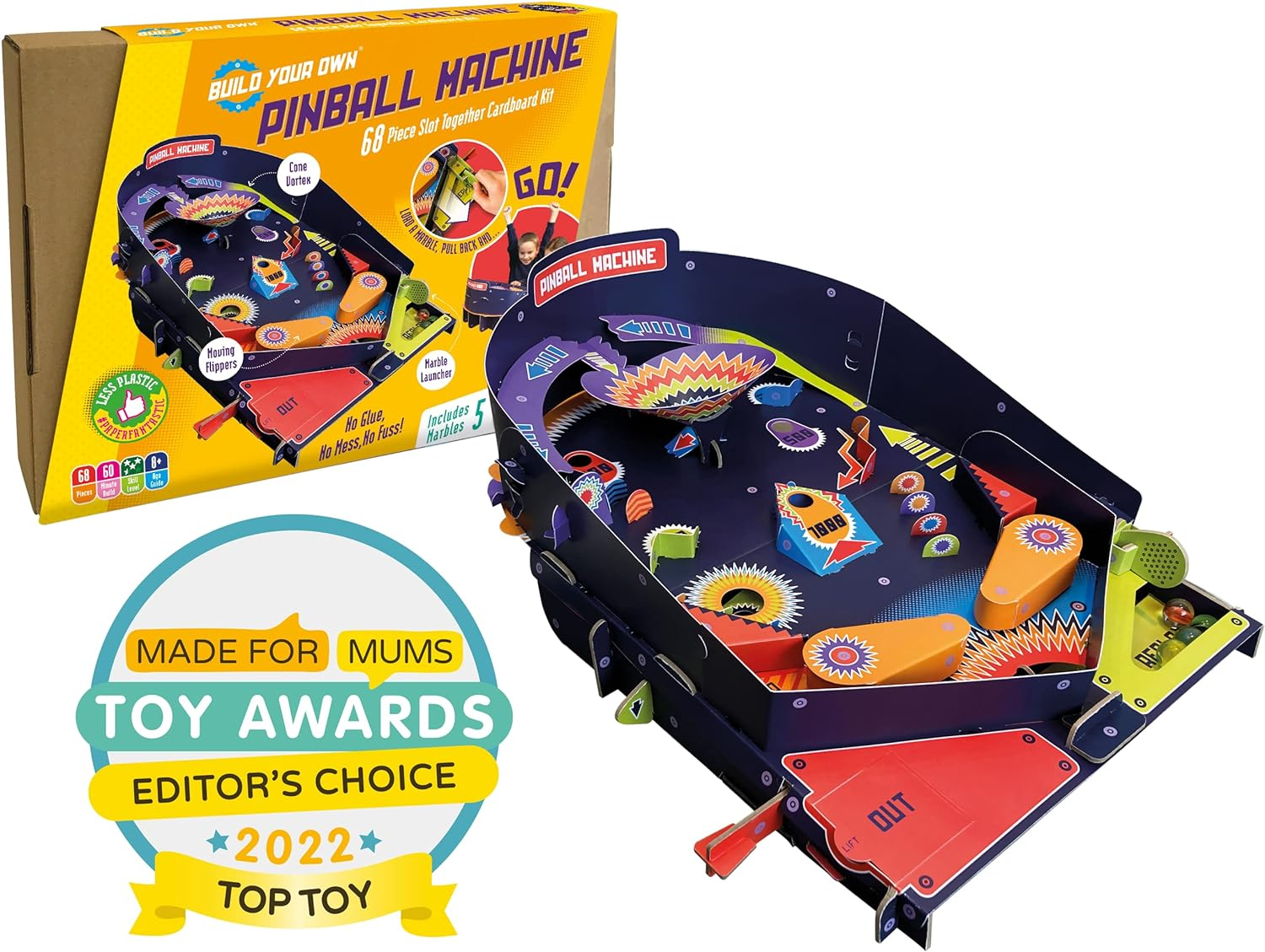 Build Your Own Working Pinball Machine - Arcade Classic Retro Toy - Eco Friendly Cardboard Craft Kit - Ages 8+ image number 6