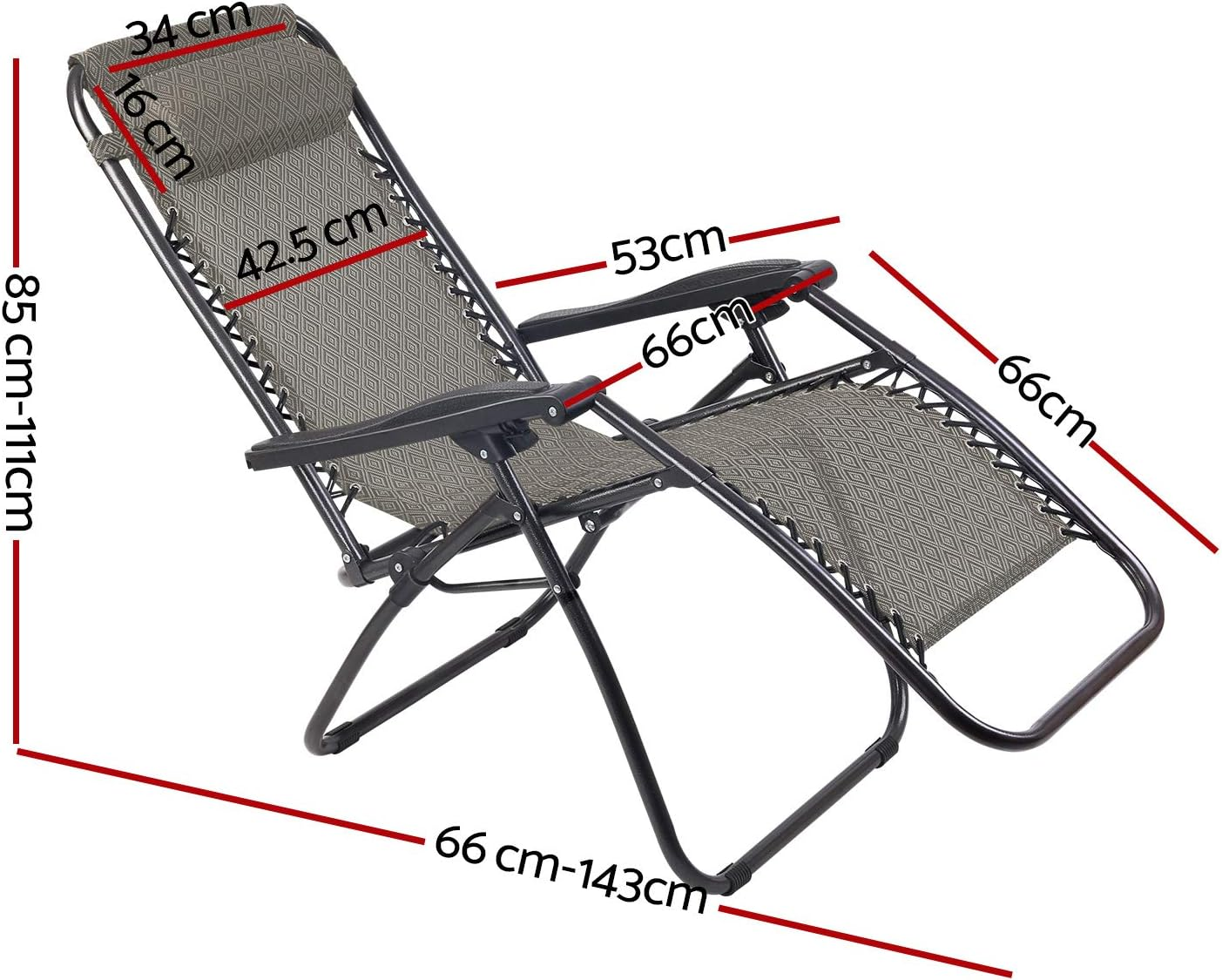 Gardeon Zero Gravity Portable Reclining Lounge Folding Outdoor Camping Beach Chair Beige