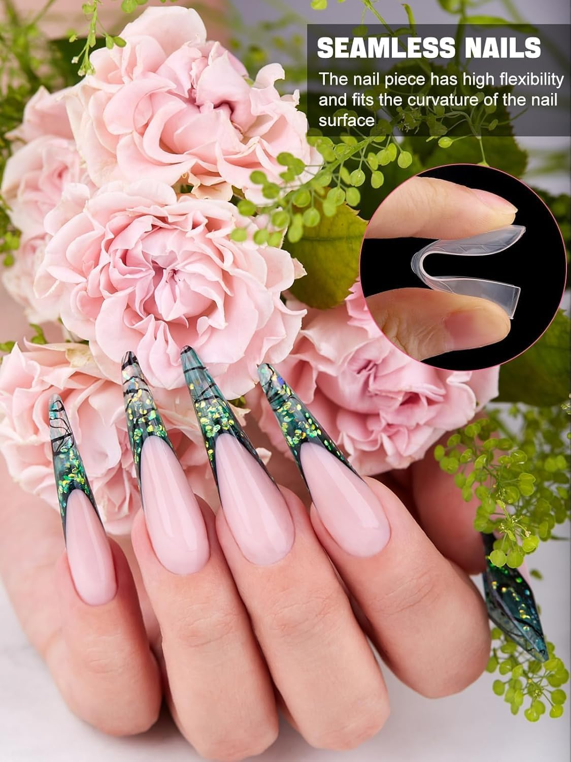 EBANKU 120PCS Clear Matte Dual Nail Forms System Coffin Nail Mold Tips Acrylic Stiletto Nail Extension Tools for Nail Art Salon Nails Design image number 1