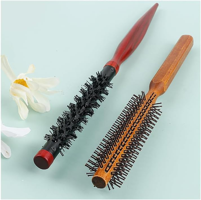 YIQFOCA 2Pcs Roller Hair Combs,Small round Brush for Blow Drying and Curling,Round Hair Styling Brush Curling Hair Brush for Women and Menfor Thin Hair,Bangs,Beard,Lifting,Curling image number 6