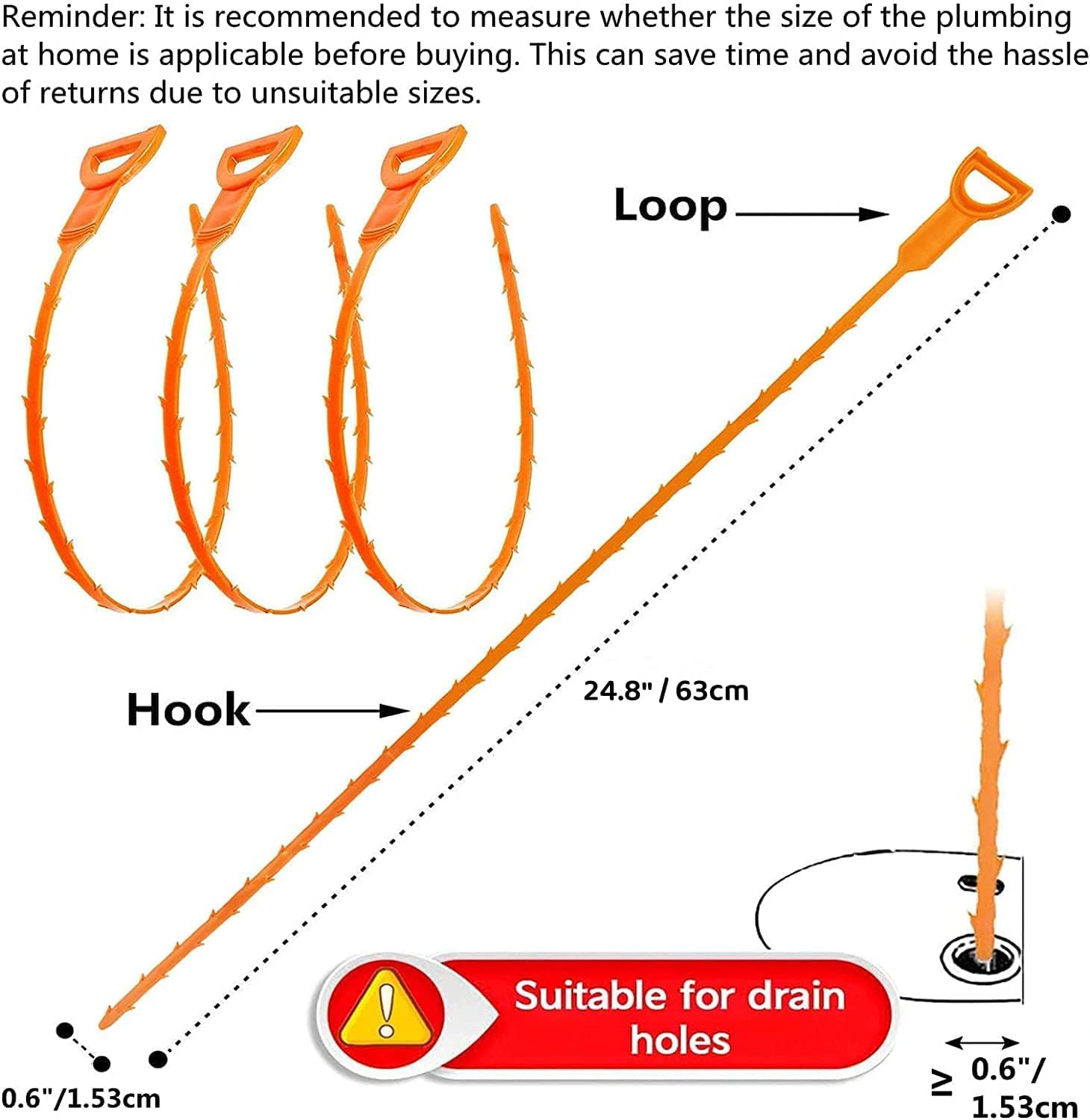 Forlivese Drain Snake,6 Pack Shower Drain Unblocker,Multifunctional Sink Unblocker Tool 6 in 1,Reusable Drain Unblocker Hair for Sewer, Bathroom Drainage,Kitchen Sinks image number 3