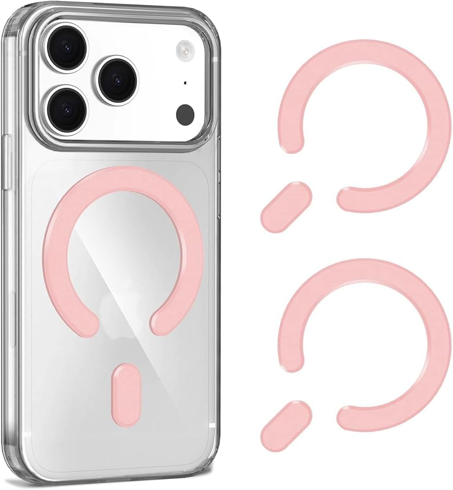 Enstphjoy Universal Magnetic Adapter Ring 2 Pack, Compatible with Magsafe Accessories, Iphone 16/15/14/13/12/11 (Mini, Pro, Max), Samsung Galaxy S22/S21 FE Ultra (White+Pink)