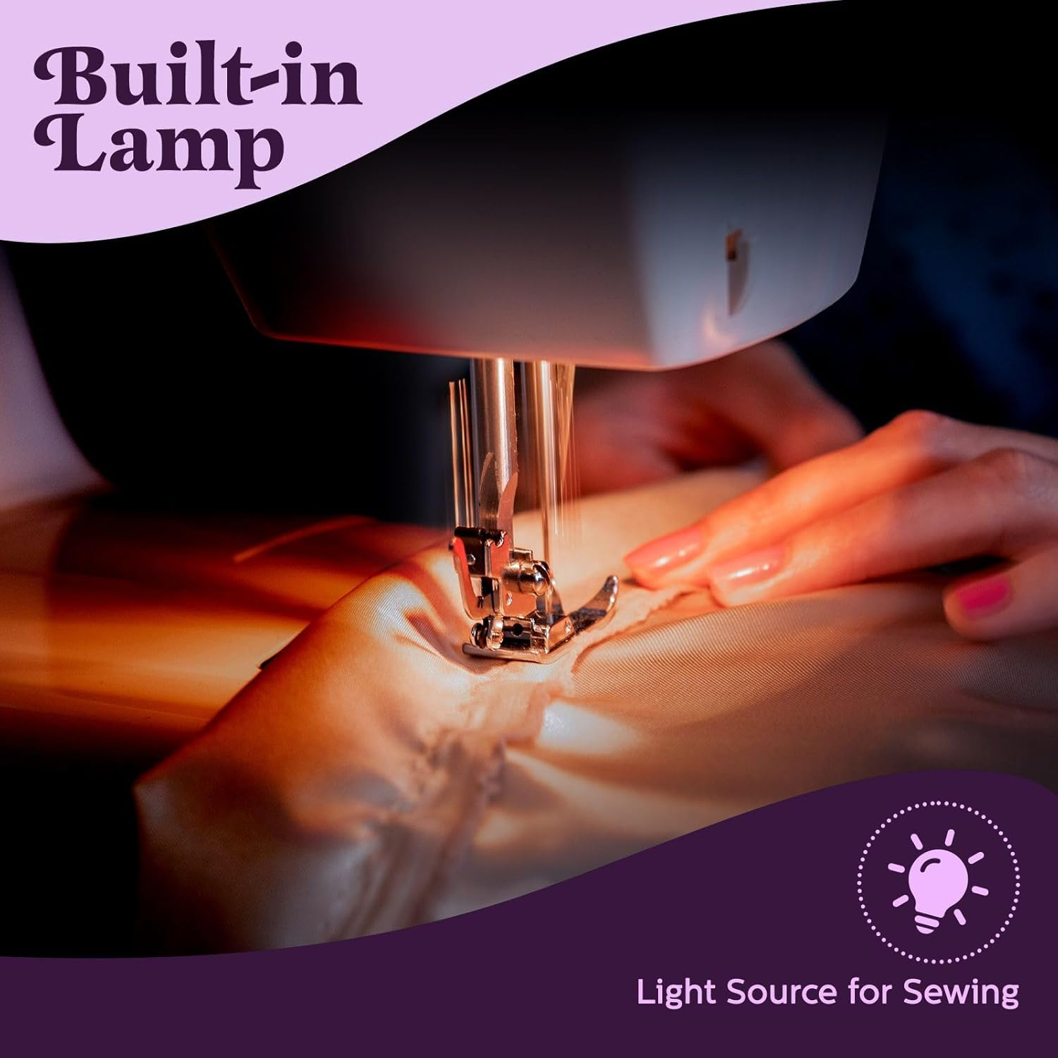 Portable Mini Electric Sewing Machine Sew Set for Beginners with 12 Built-In Stitches 2 Speed with Foot Pedal, Light, Storage Drawer image number 3