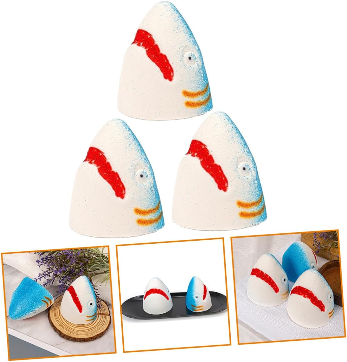 FOYTOKI 3Pcs Natural Bathing Salt Bomb Shark Bubble Bath Bomb Fragrance Bath -Friendly Bathing Travel-Friendly image number 5