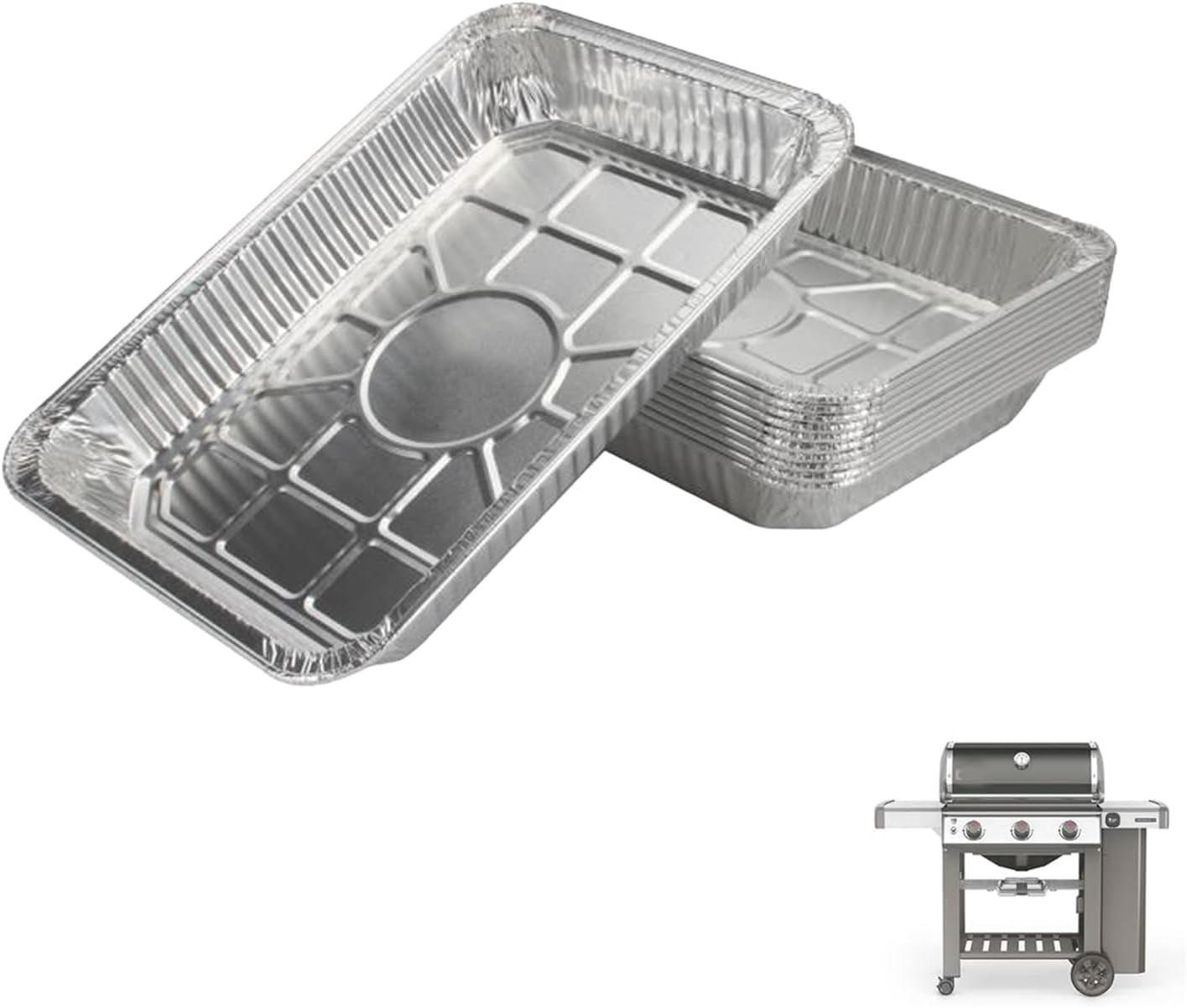 25 Piece Grease Tray Liners Compatible with Weber 6415 Grill Drip Pans Aluminum Barbecue Drip Pans Liners 21.9&times;15.1&times;3.4 Cm image number 5