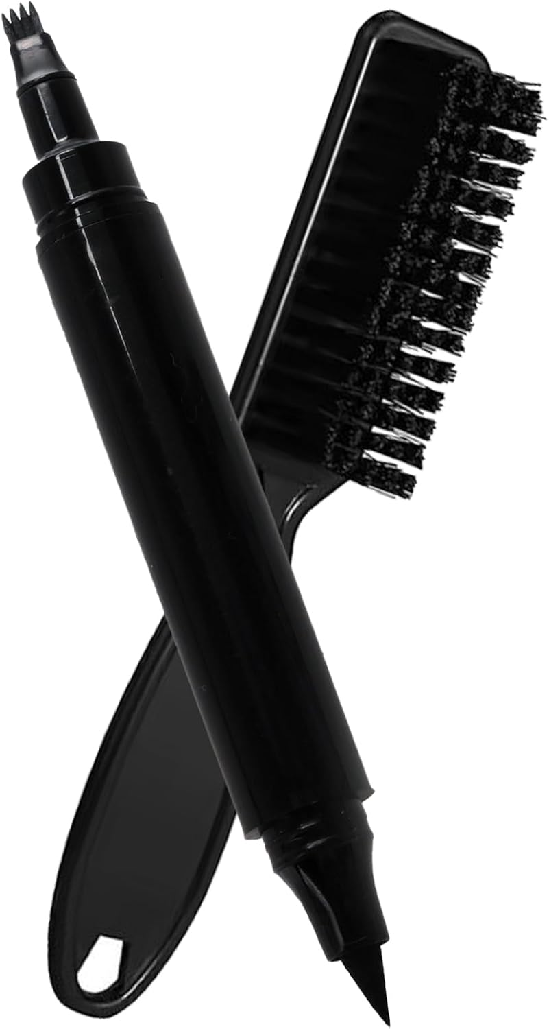 Wowled Beard Pencil Filler for Men, Barber Beard Tint Filling Beard Pen Kit Waterproof Sweatproof for All Hair Types Moustache Eyebrows (Black, #2 Dual-Tip Pen - Pack of 1 Set) image number 4