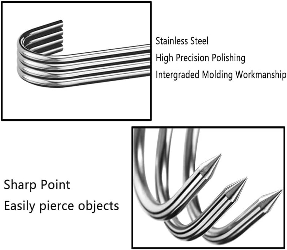 WADY Meat Hooks, 12Pcs Premium Stainless Steel Butcher Hook Smoking Hooks,Meat Processing for for Hot and Cold Smoking,Chicken Hunting Smoking Ribs,Hanging,Drying,Bbq,Grilling (5.1Inch/13Cm) image number 2