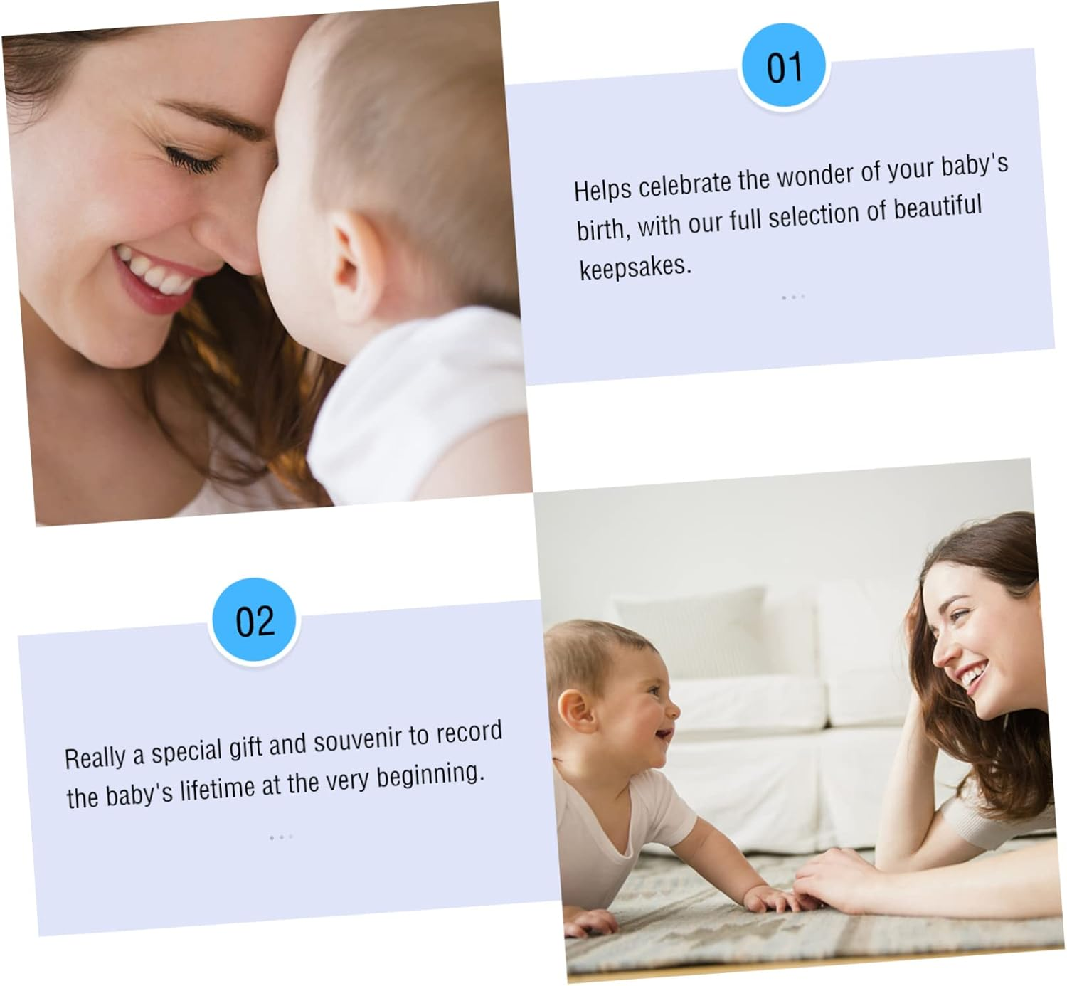 Yardwe 2 Sets Newborn Keepsake Kit with Hand and Footprint Frame for Photos Nursery Wall Decor and Standing Display Shower Gift to Capture Life and Precious Growth Moments