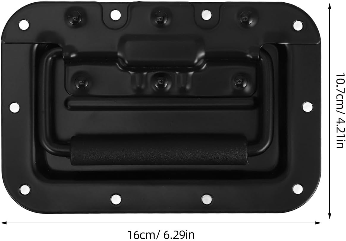 Jojofuny Spring Loaded Recessed Handle with Padded Grip, Black Iron Flush Mount Pull Handle for Chest, Cabinet, Speaker Box, Flight Case, and Kitchen Hardware Accessories image number 1