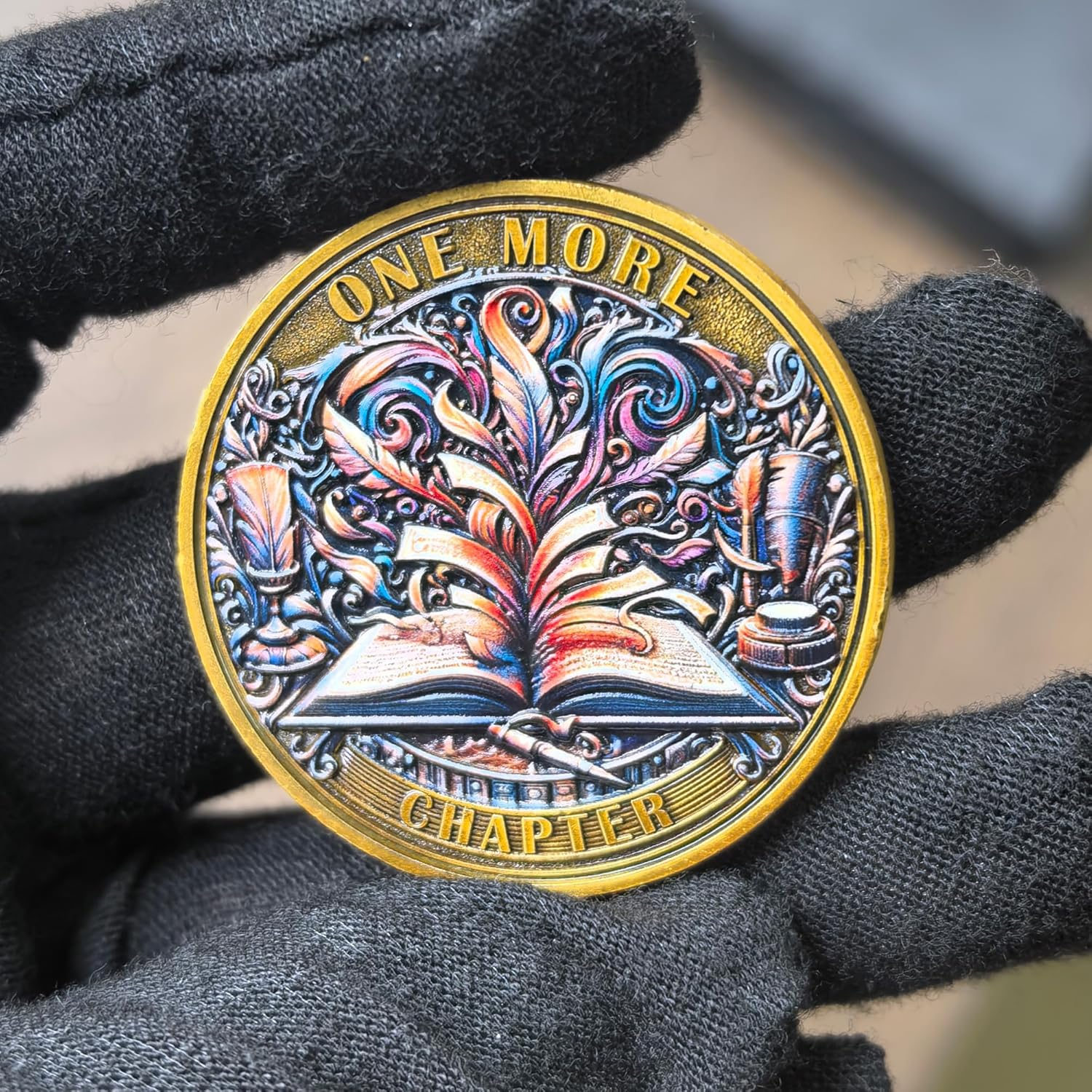 Book Lovers Decision Coin - 'One More Chapter' Vs 'Go to Bed' Dual-Sided Medallion image number 1