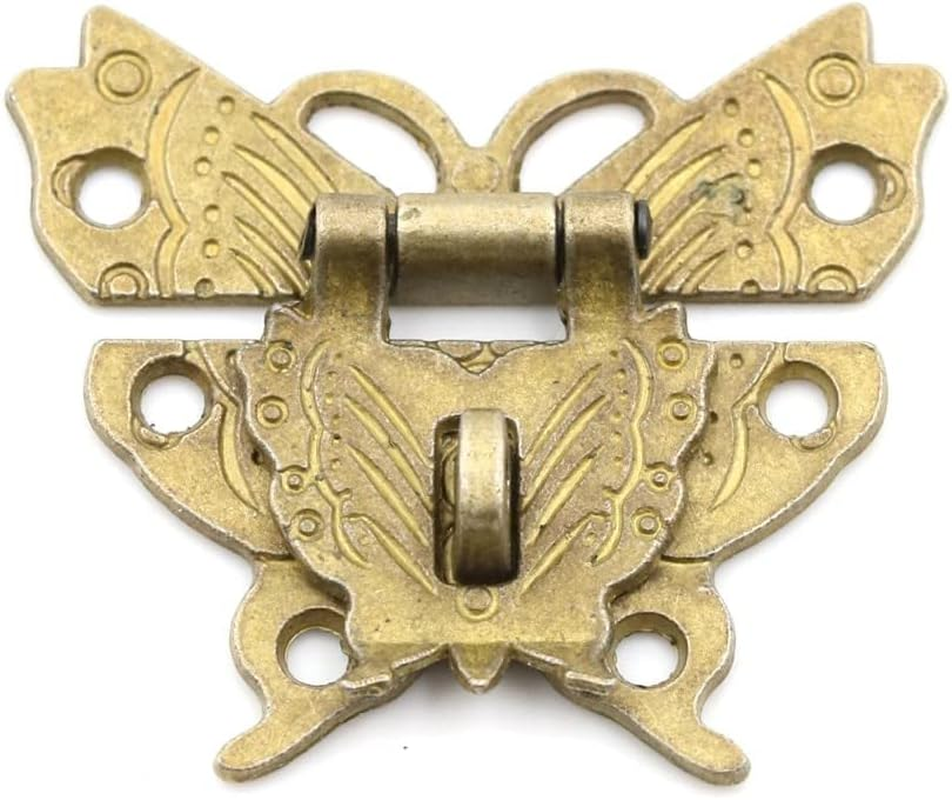 ODETOJOY 1Pc Antique Bronze Butterfly Cabinet Latches Hasp Pad Lock Clasp for Jewelry Wooden Box Case Chest Retro Vintage Decorative Mini Latch for Toolbox Gift Box Suitcase with Screws