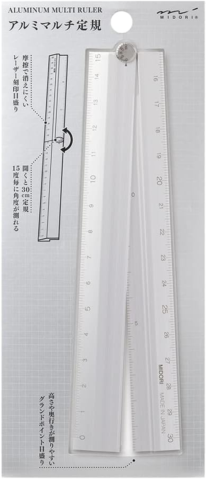 DESIGNPHIL 42286006 Midori Ruler Aluminum Multi Ruler, 11.8 Inches (30 Cm), Black A