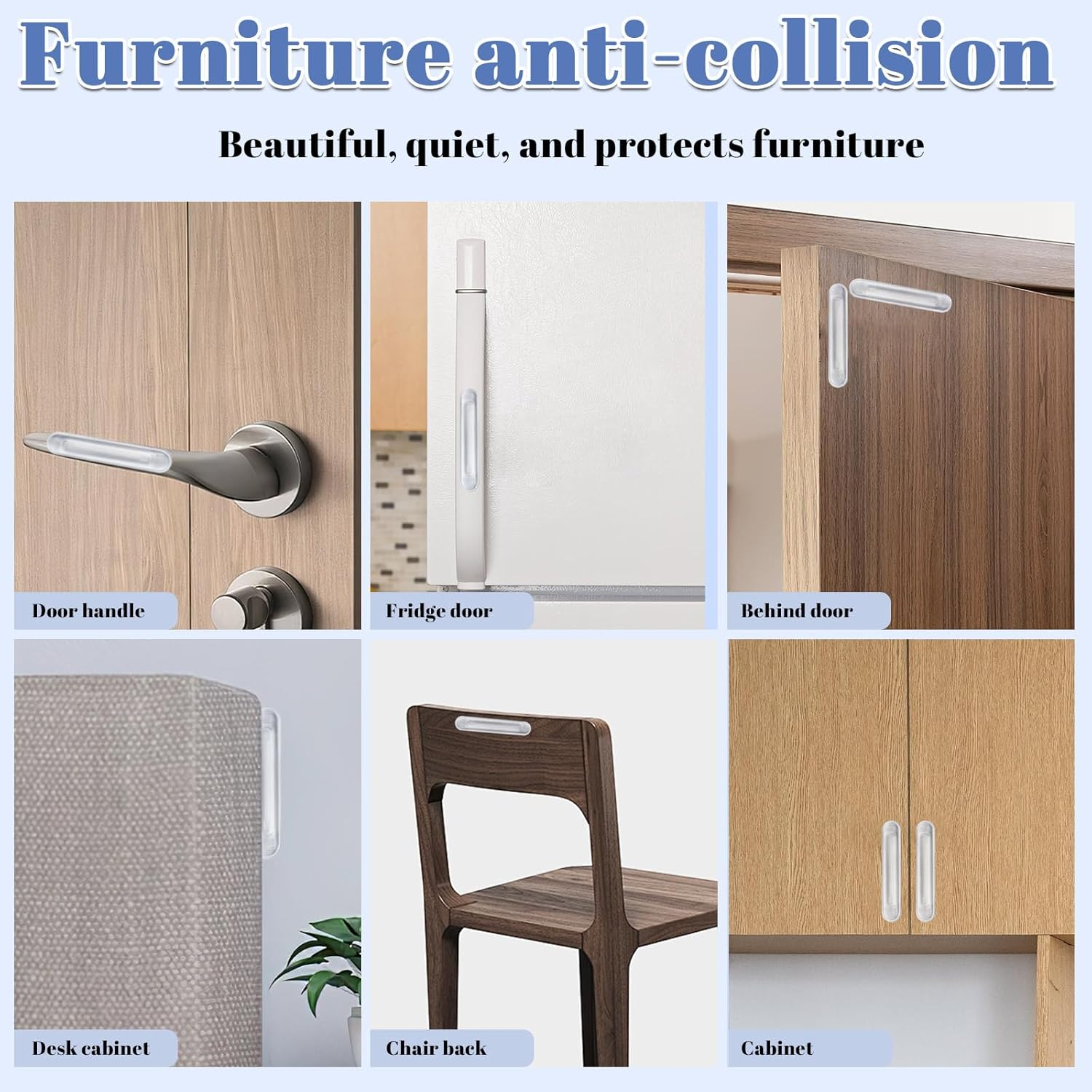 8 PCS Wall Protector from Chair Back, Clear Furniture Bumpers, Silicone Wall Protector for Drawers, Shower Doors, Car Door Guards, Toilet Lids image number 1