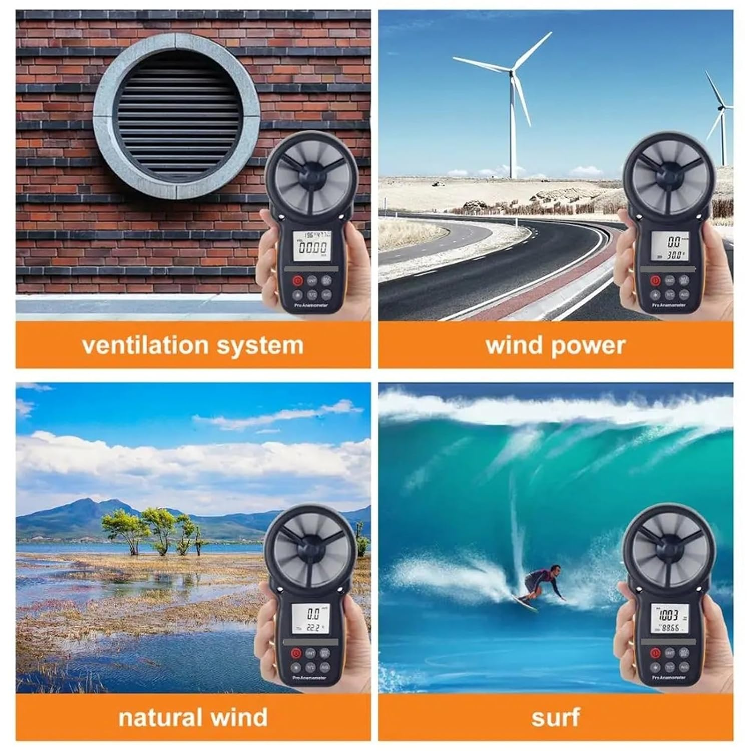 Digital Anemometer Tester with E APP Wind Speed Measurement Meter Measure Temperature Tester Tools