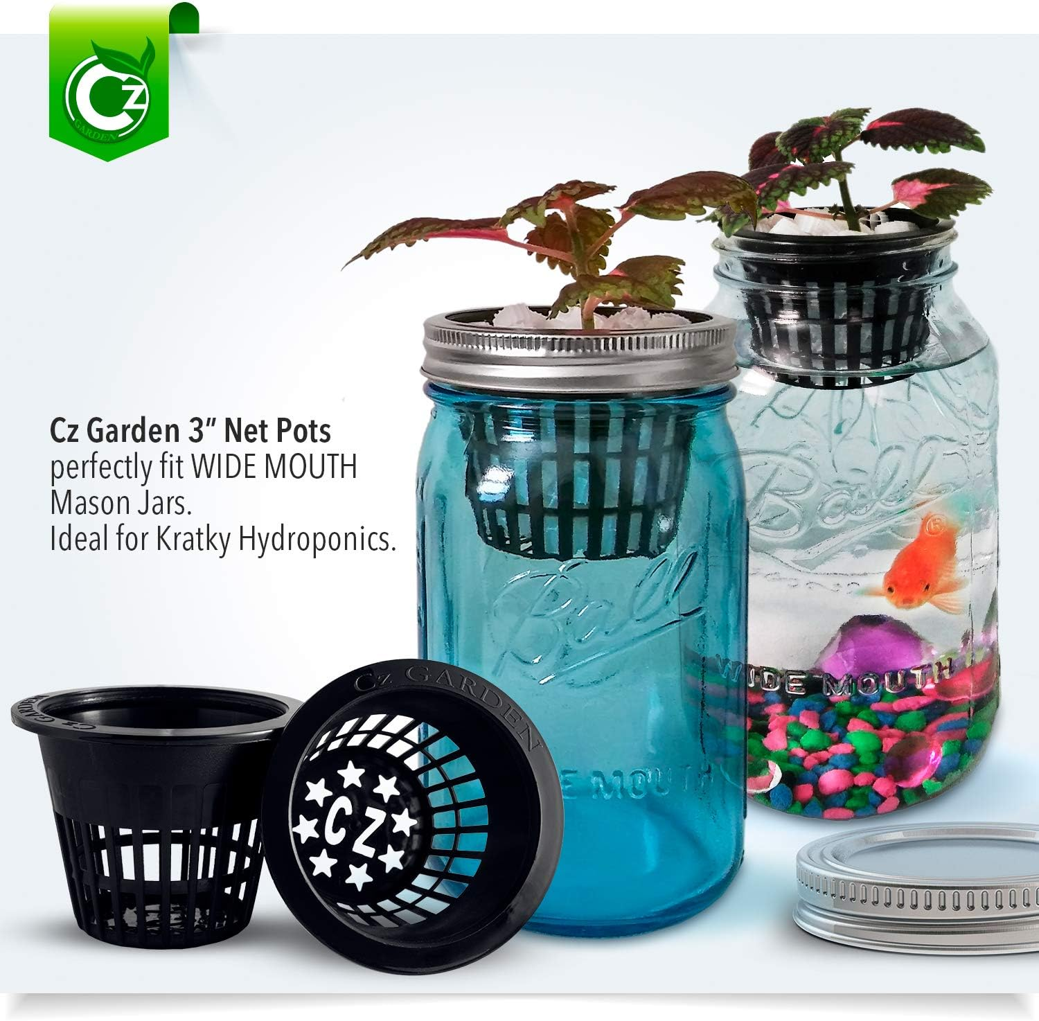 25 Pack - 3 Inch Net Pots Cz All Star round Heavy Duty Cups Wide Lip Design - Orchids ? Hydroponics Kratky Wide Mouth Mason Jars Slotted Mesh