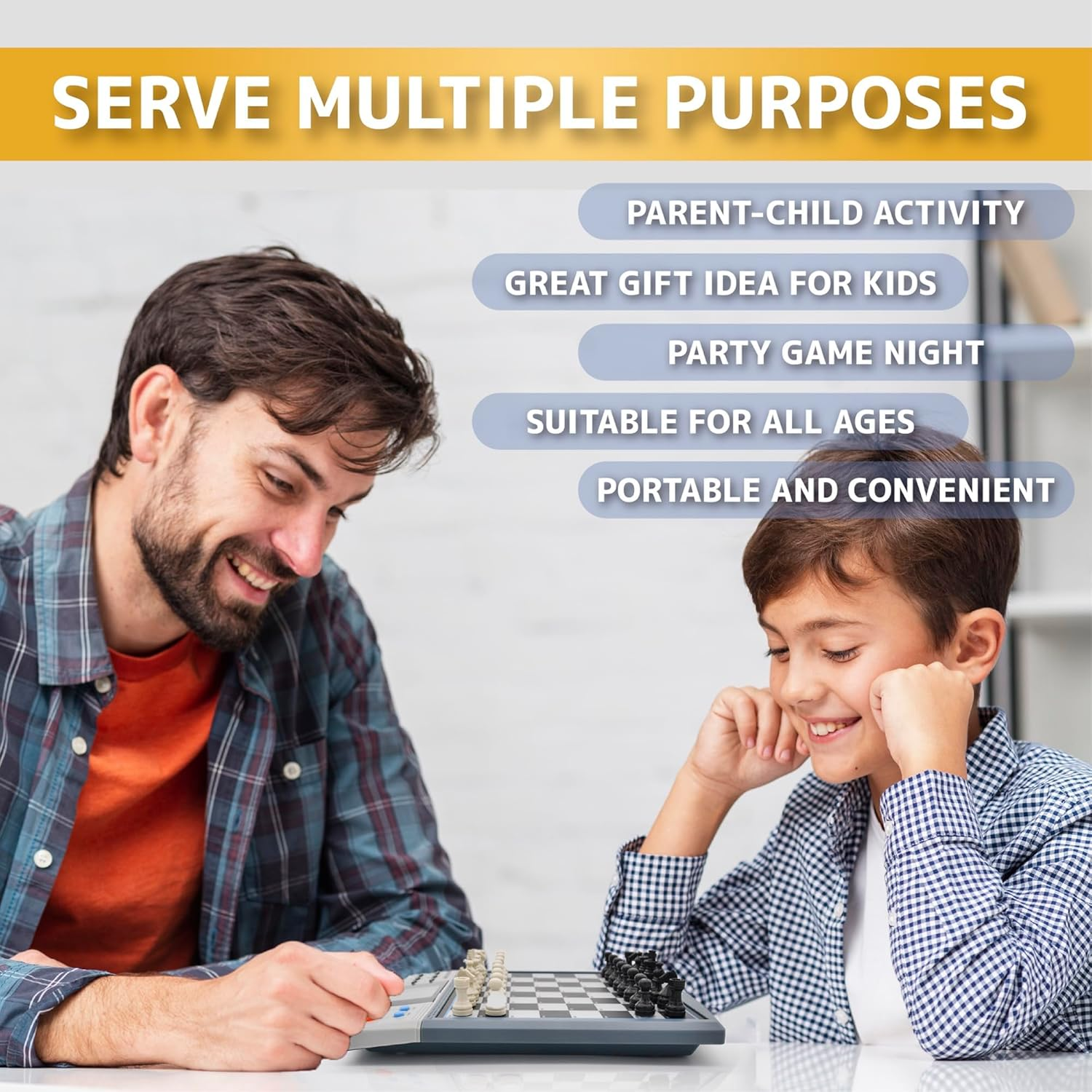 Icore Magnet Chess Sets Board Game, Electronics Travel Talking Checkers Master Pro 8 in 1, Portable Chessboard Tournament for Kids and Adults image number 1