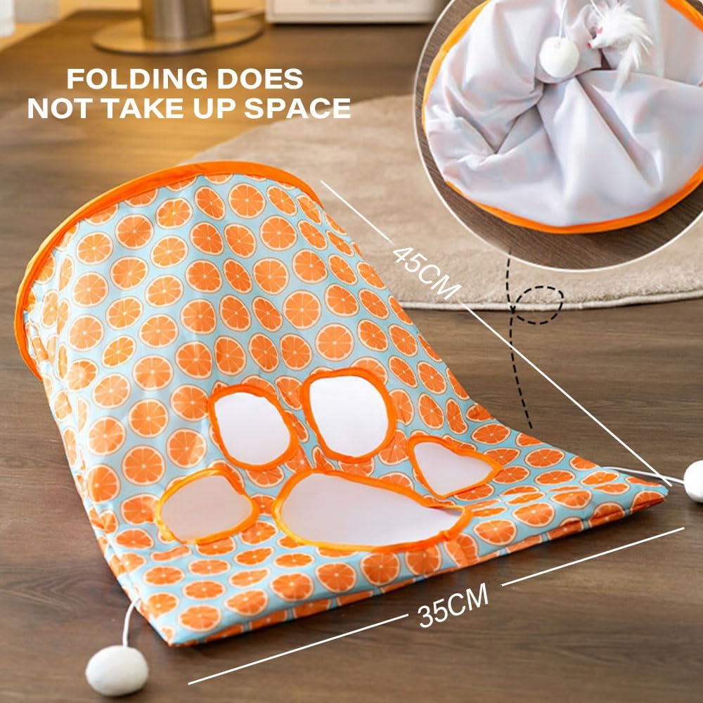 Cat Tunnel Bag Toy, 2024 New Tunnel Bored Cat Pet Toys Cat Tunnels for Indoor Cats, Funny Portable Interactive Kitten Play Toy, Crinkle Paper Collapsible Cat Drill Sleeping Bag with Mouse Toy (#A1)