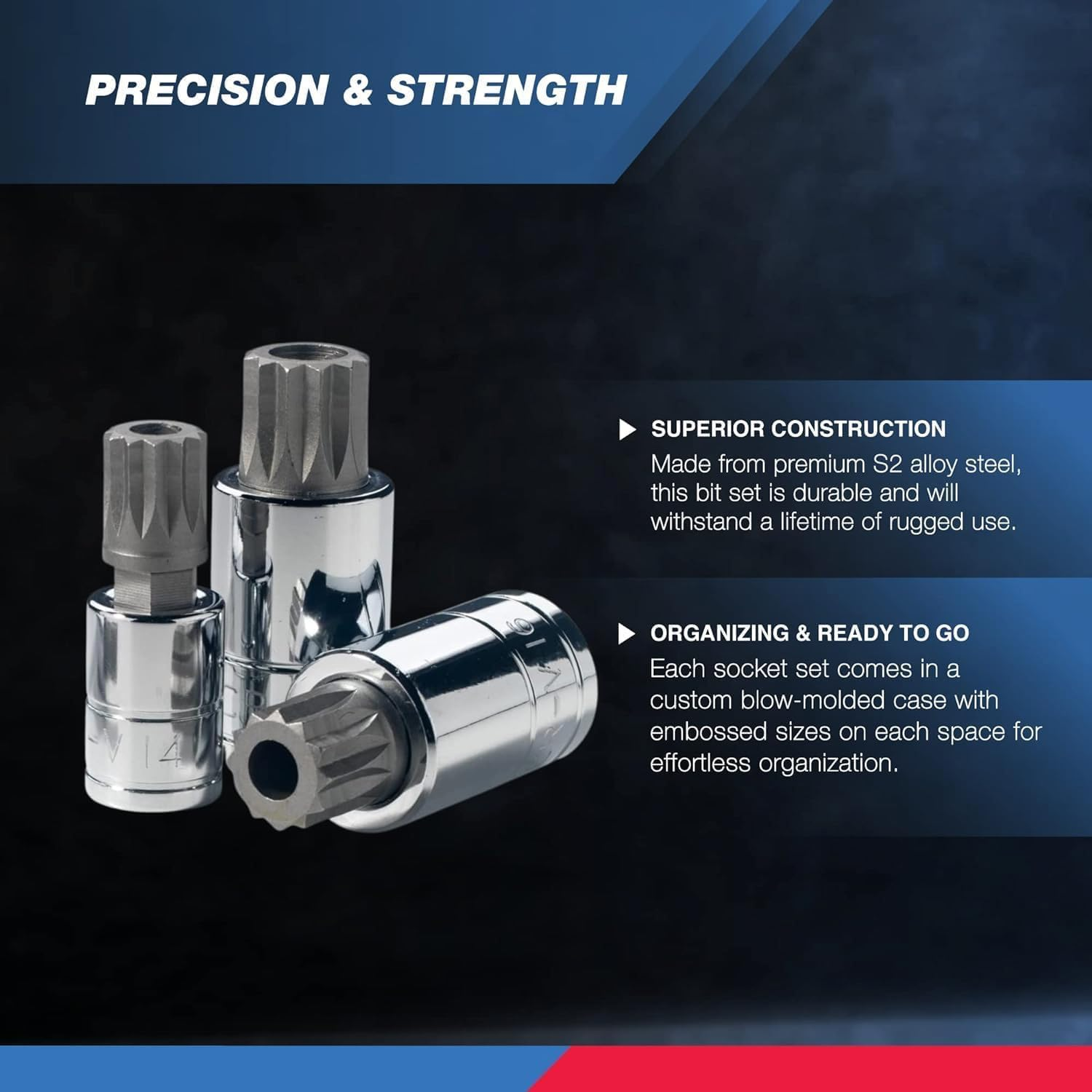 Neiko 10056A XZN Triple Square Spline Bit Socket Set, S2 Steel | 10-Piece Set Metric 4Mm &ndash; 18Mm image number 4