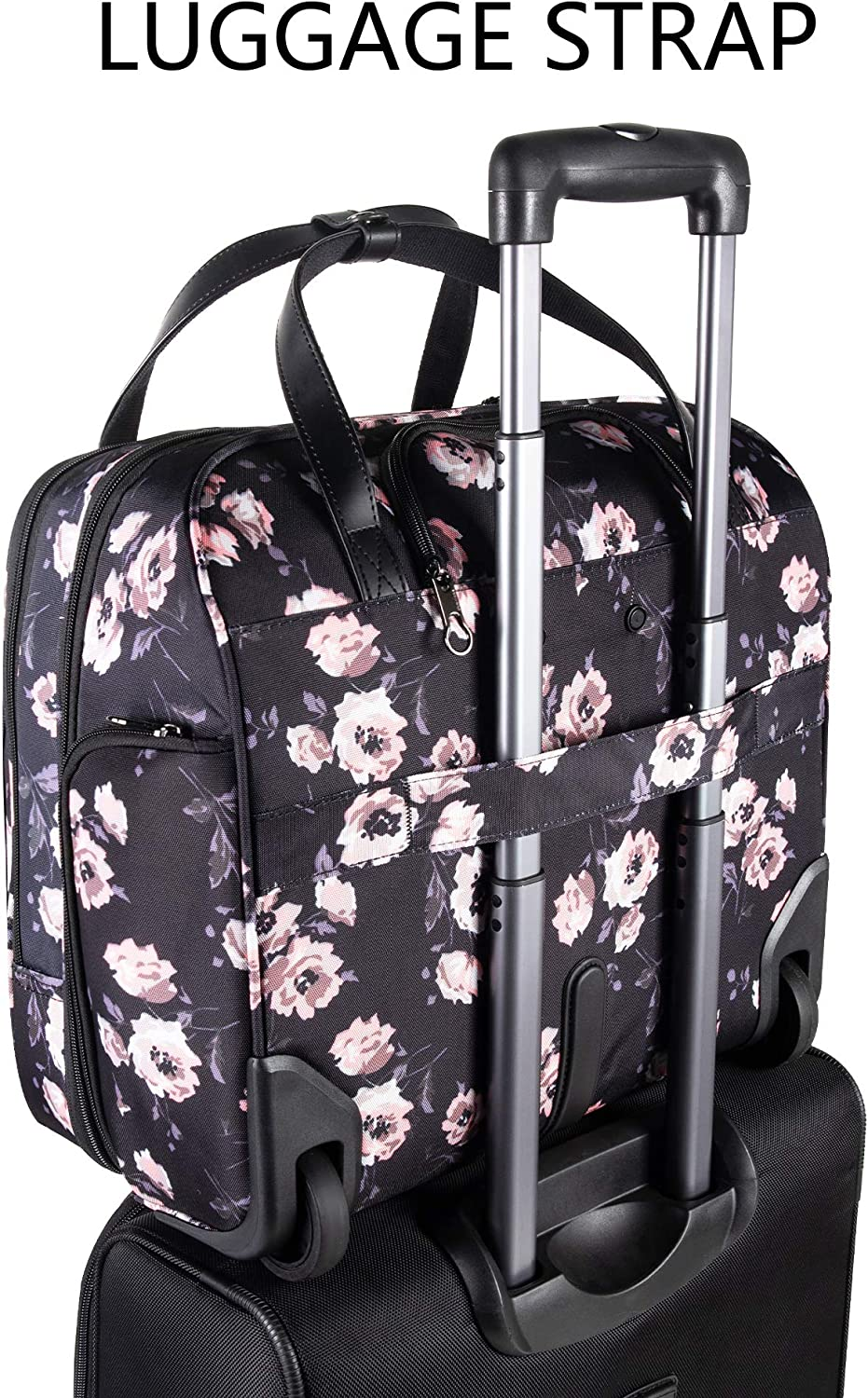 KROSER Rolling Laptop Briefcase Premium Rolling Laptop Bag Fits up to 15.6 Inch Laptop Water-Repellent Overnight Rolling Computer Bag with RFID Pockets for Travel/Business/School/Women image number 6