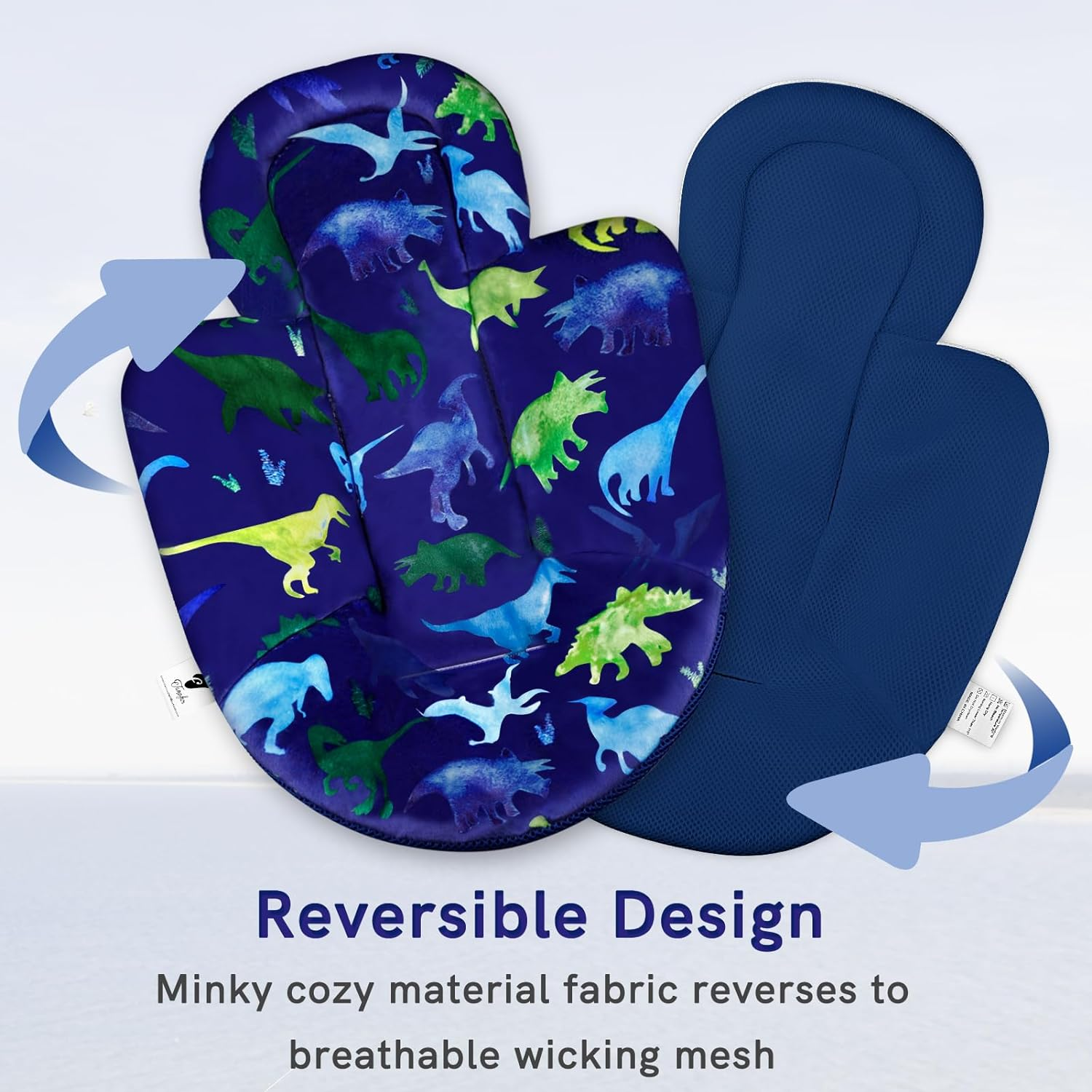 Infant Insert Boys, Newborn Head & Body Support Insert Cushion for Newborn to Toddler, Compatible with 4Moms Mamaroo and Rockaroo Swing, Reversible Design, Minky & Cool Mesh, Soft Breathable, Dinosaur - Purple Flower image number 2