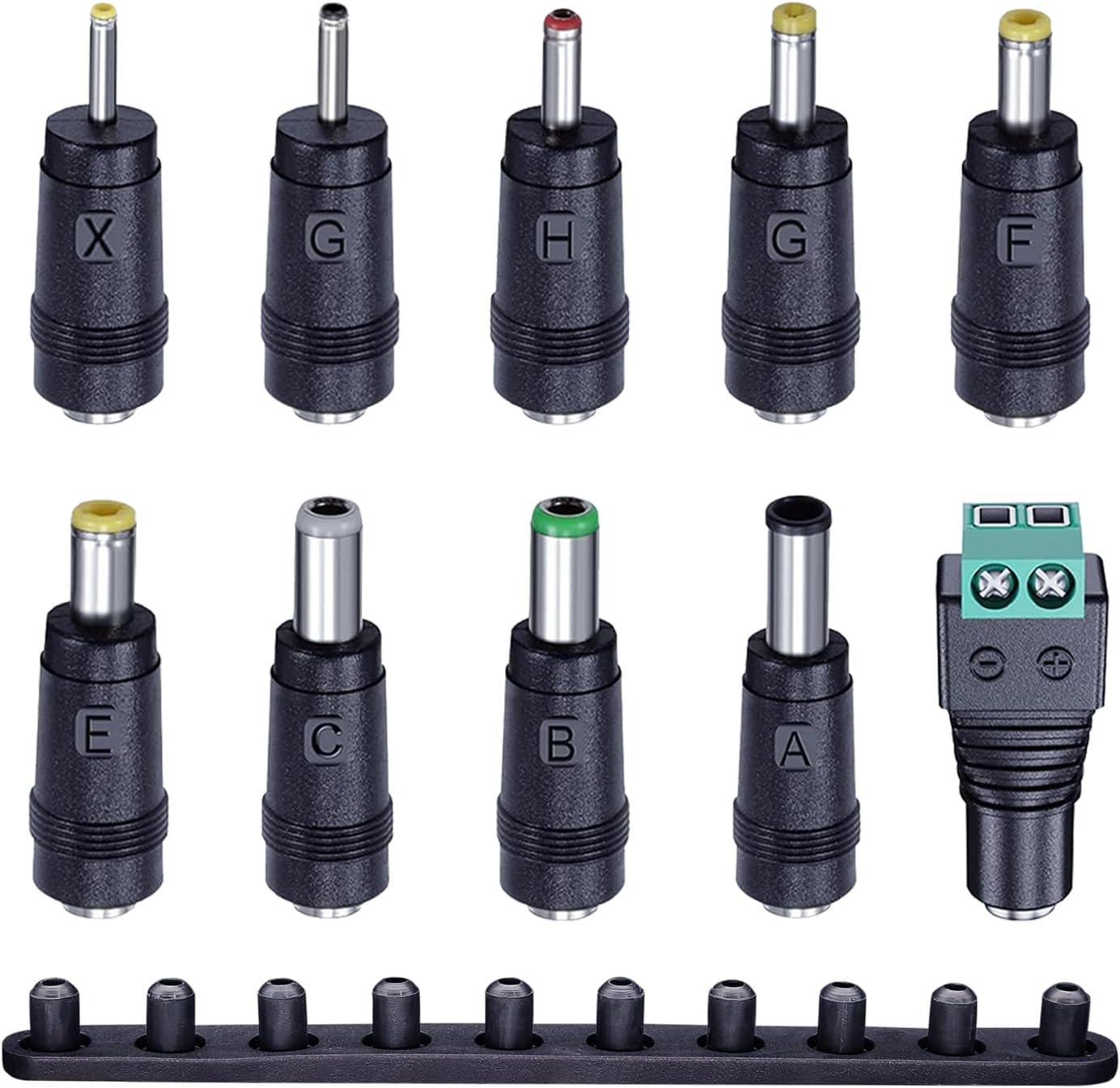 10PCS DC Power Adapter Connector Kit with 5.5 X 2.1Mm Female Base (2.5X0.7Mm/3.0X1.1Mm/3.5X1.35Mm/4.0X1.7Mm/4.8X1.7Mm/5.5X1.7Mm/5.5X2.5Mm/6.3X3.0Mm/6.0X4.4Mm/Led Terminal Connector) image number 5