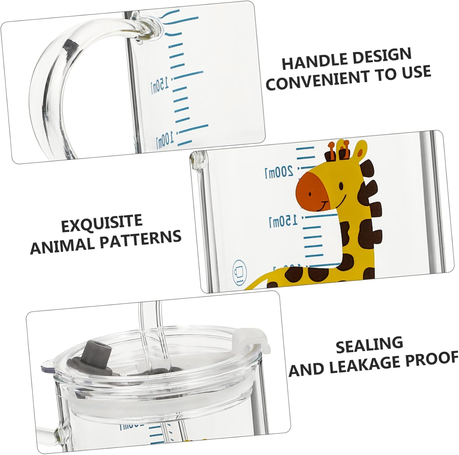 COOLHIYA Creative Cartoon Deer Drinking Mug with Kids Water Cup Glass Milk Cup for Toddlers Ideal for Juice and Milk Fun and Functional Design with Lid image number 4