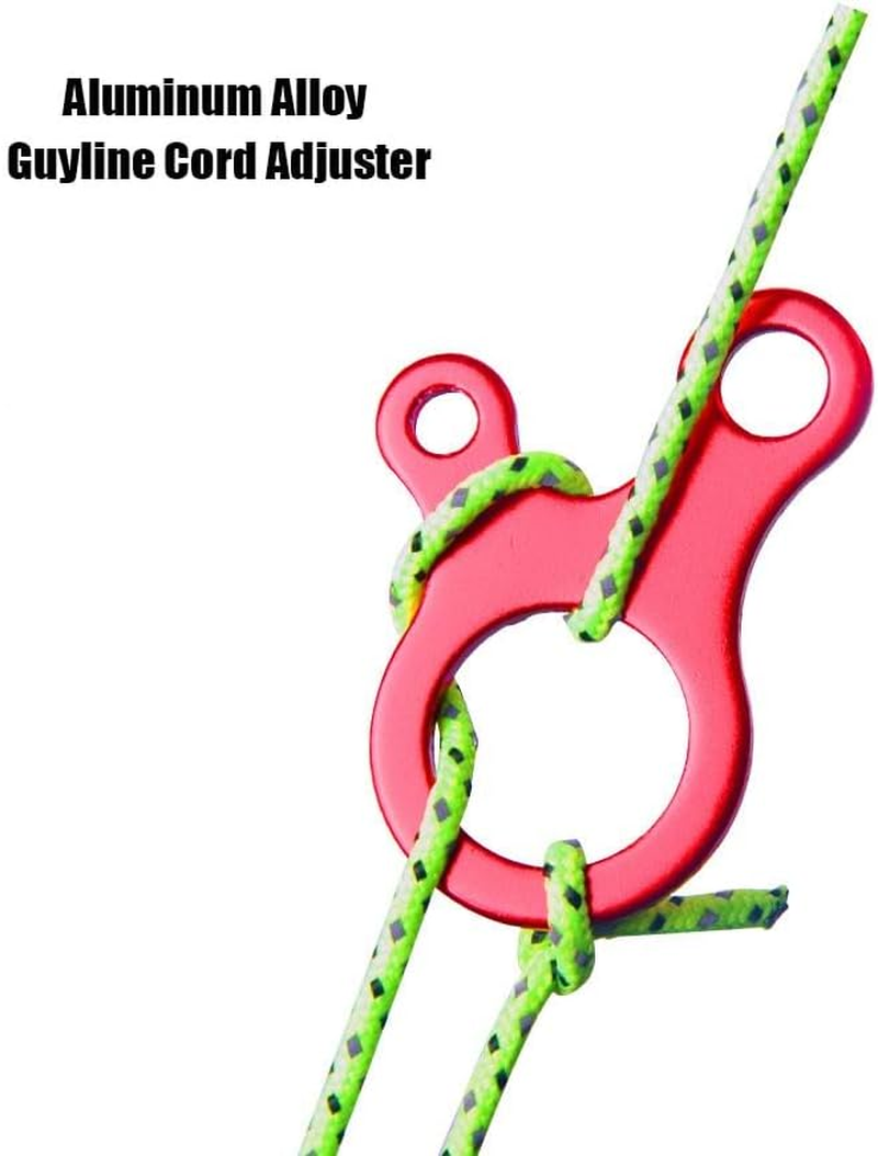 Takelablaze 20Pcs Guyline Wind Rope Buckle Aluminum Alloy Guyline Cord Adjuster Tent Tensioners Rope Adjuster Tent Rope Adjusters for Tent Camping Hiking Outdoor Activity