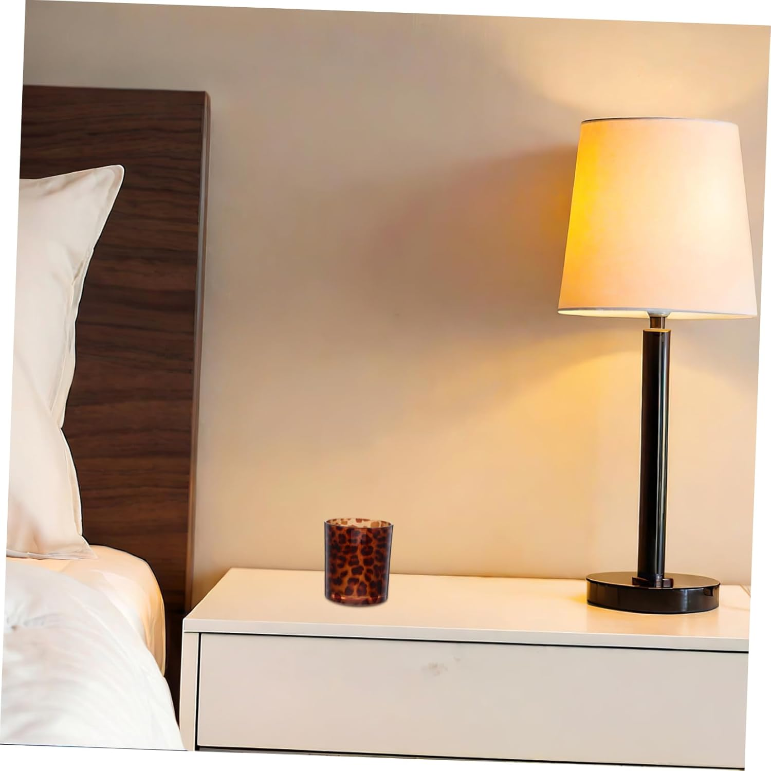 CORHAD Leopard Print Glass Candle Holder Stylish Decorative Cup for Home for Valentine Day Celebrations for Living Room and Kitchen Use image number 2