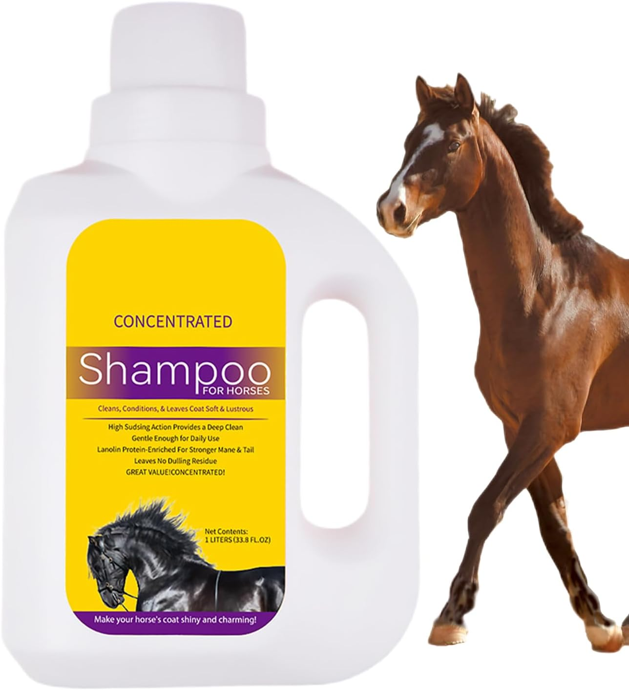 Horse Shampoo and Conditioner - Mane and Tail Shampoo,1L Conditioning Grooming Body Wash for Skin Care Bathing Cleaning Mane Tail image number 4