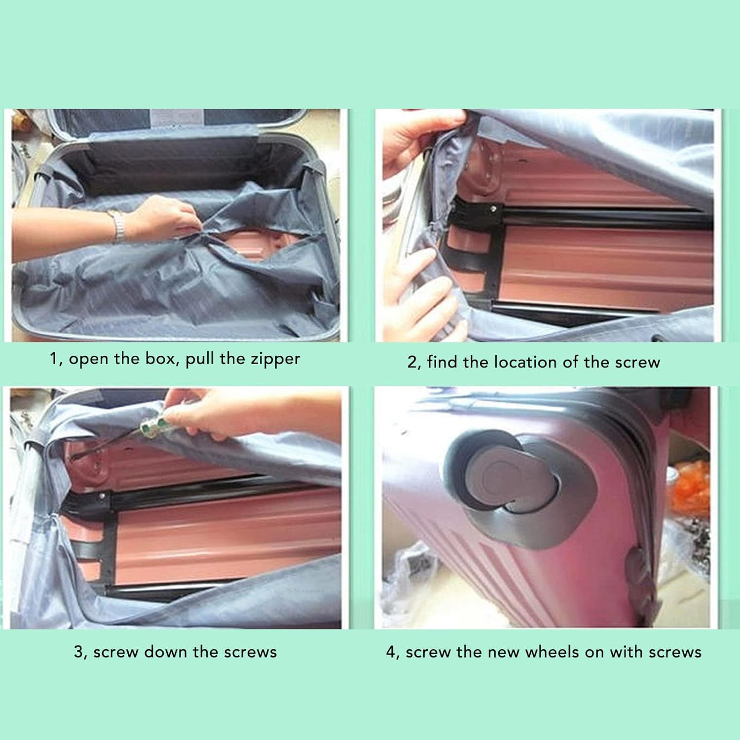 2 Pcs Luggage Wheels Replacement 360 Degree Rotation, Lockable Suitcase Caster with Screws for Replacement, Travel Suitcase Silent Wheel Repair Set image number 5