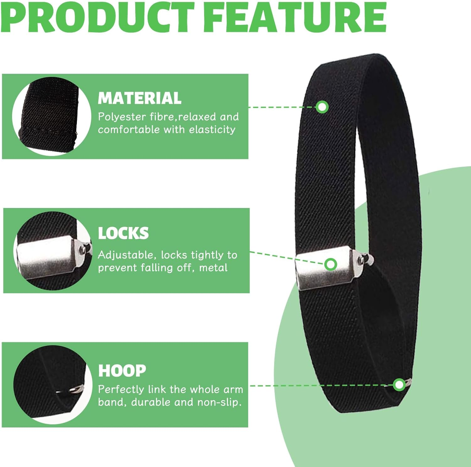 Elastic Adjustable Shirt Sleeve Holders, Arm Garters for Men, Sport Armband Strap for Women and Men image number 6