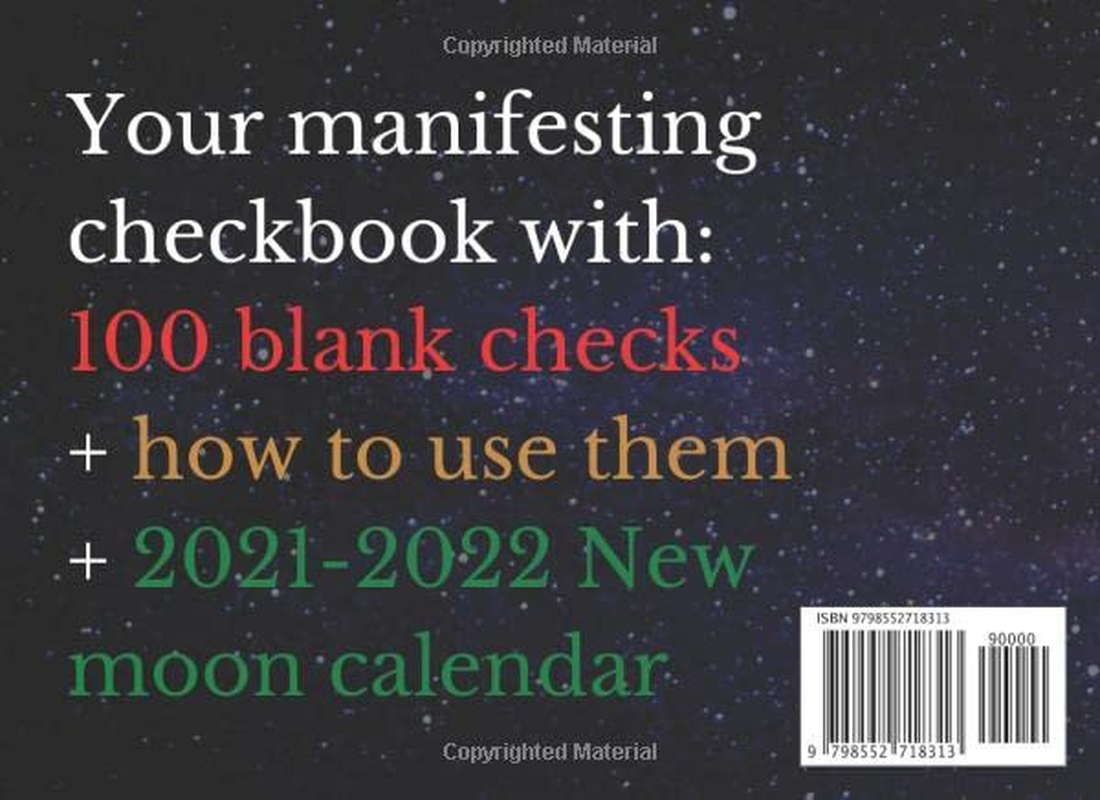 Manifesting Blank Cheques to Manifest Money: Manifest Your Dreams with Your Checkbook Manifestation Journal | Contains Lunar Calendar 2021-2022 | 100 Law of Attraction Checks image number 1
