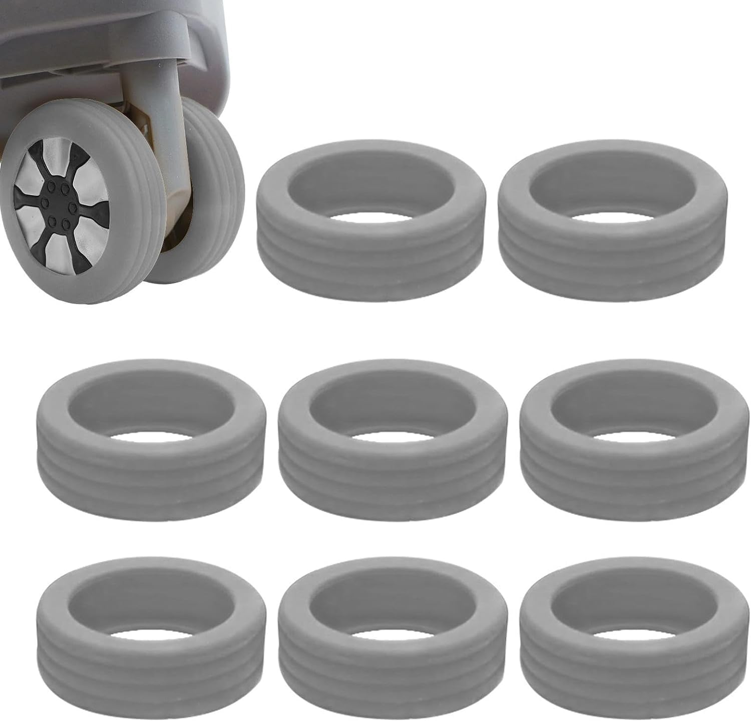 Luggage Wheels Cover, 8 Pcs Silicone Luggage Tyre Case, Reduce Noise Suitcase Wheels Cover, Luggage Tyre Protection Cover, Wheels Cover for Most Luggage, Carry on Luggage Wheels Cover for Women Men/43 image number 1