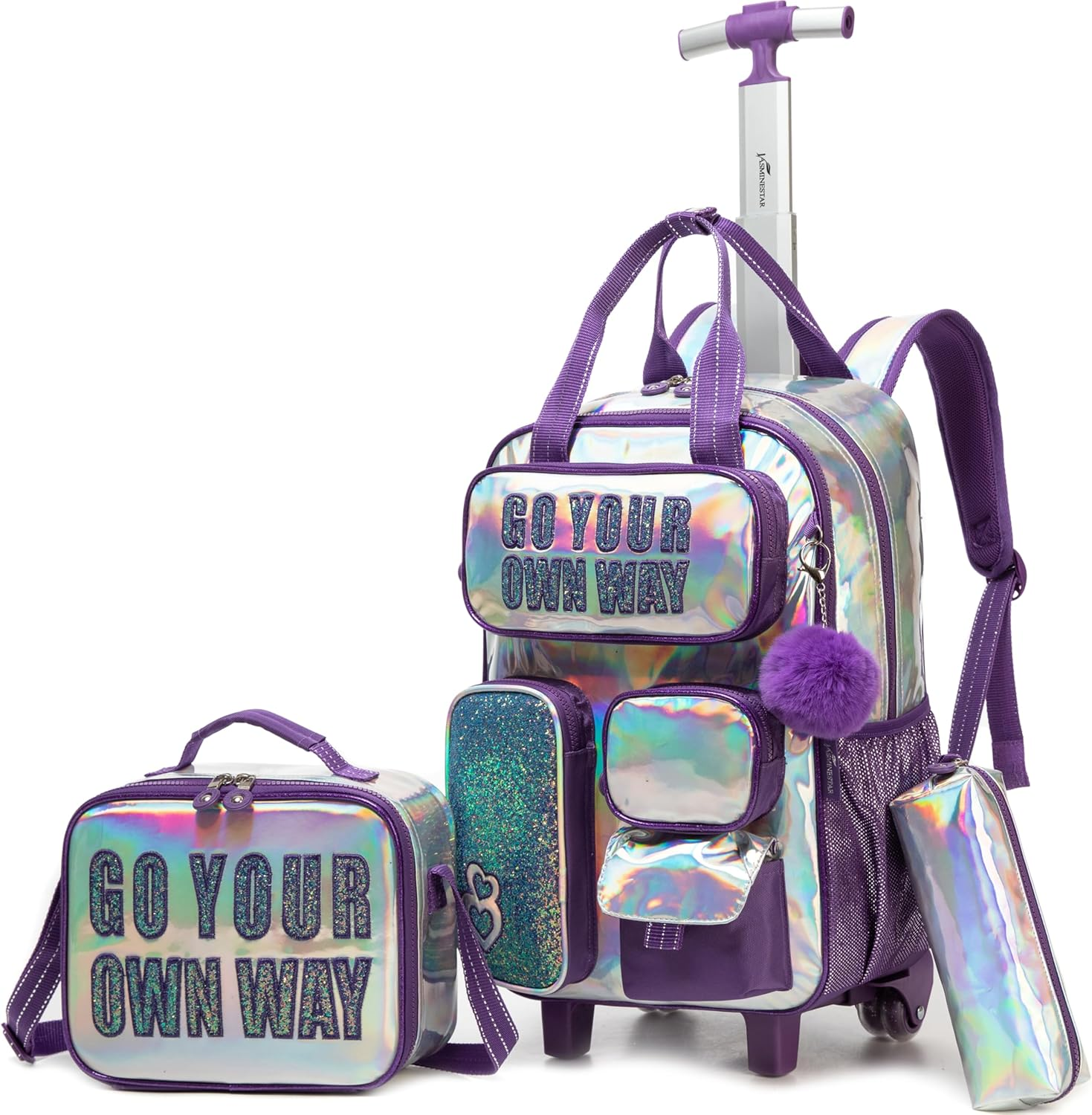 MYHSBYO Rolling Backpack for Girls and Boys Backpack with Wheels Travel Luggage Suitcase