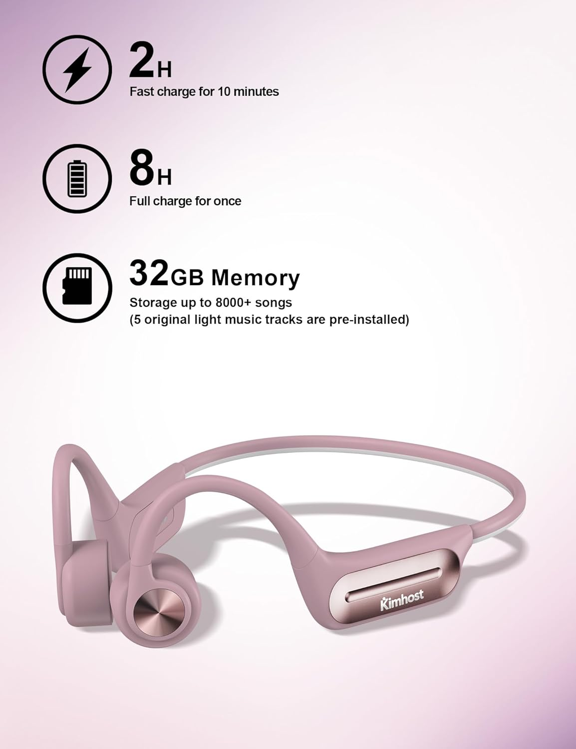 Bone Conduction Swimming Headphones, IP68 Waterproof Bone Conduction Headphones with MP3 Player 32G Memory Wireless Sport Earphones, Open Ear Headphone Built in Mic for Running, Swimming, Cycling image number 3