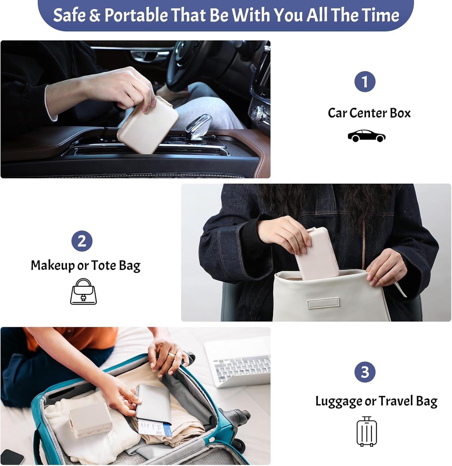 Foldable & Portable Pill Organizer 2 Times a Day with Extra Compartment - Etched Labels - Weekly 7 Day AM PM Medicine Box, Week Daily Travel Pill Case Holder Dispenser for Vitamin, Supplement - Khaki image number 1