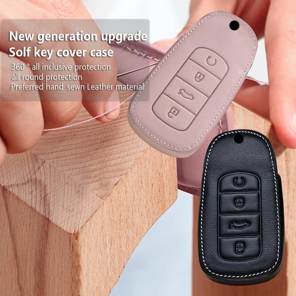Ontto Leather Car Key Fob Cover Fit for Chery Jaecoo J7 J8 Omoda 5 E5 C5 C9 Tiggo 7 8 Pro Arrizo 8 6 Pro 5 plus Key Case Holder Shell Key Chain Keyring Protector Car Styling Accessories image number 1